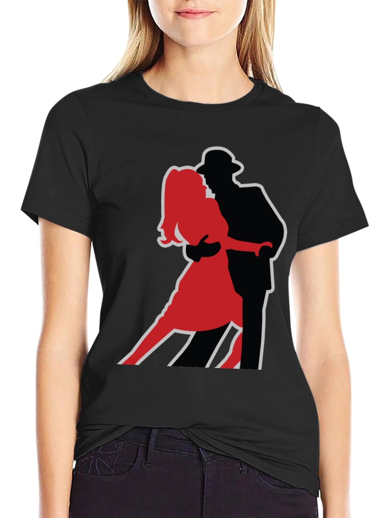 Dancing Duo Graphic T-Shirt - Black