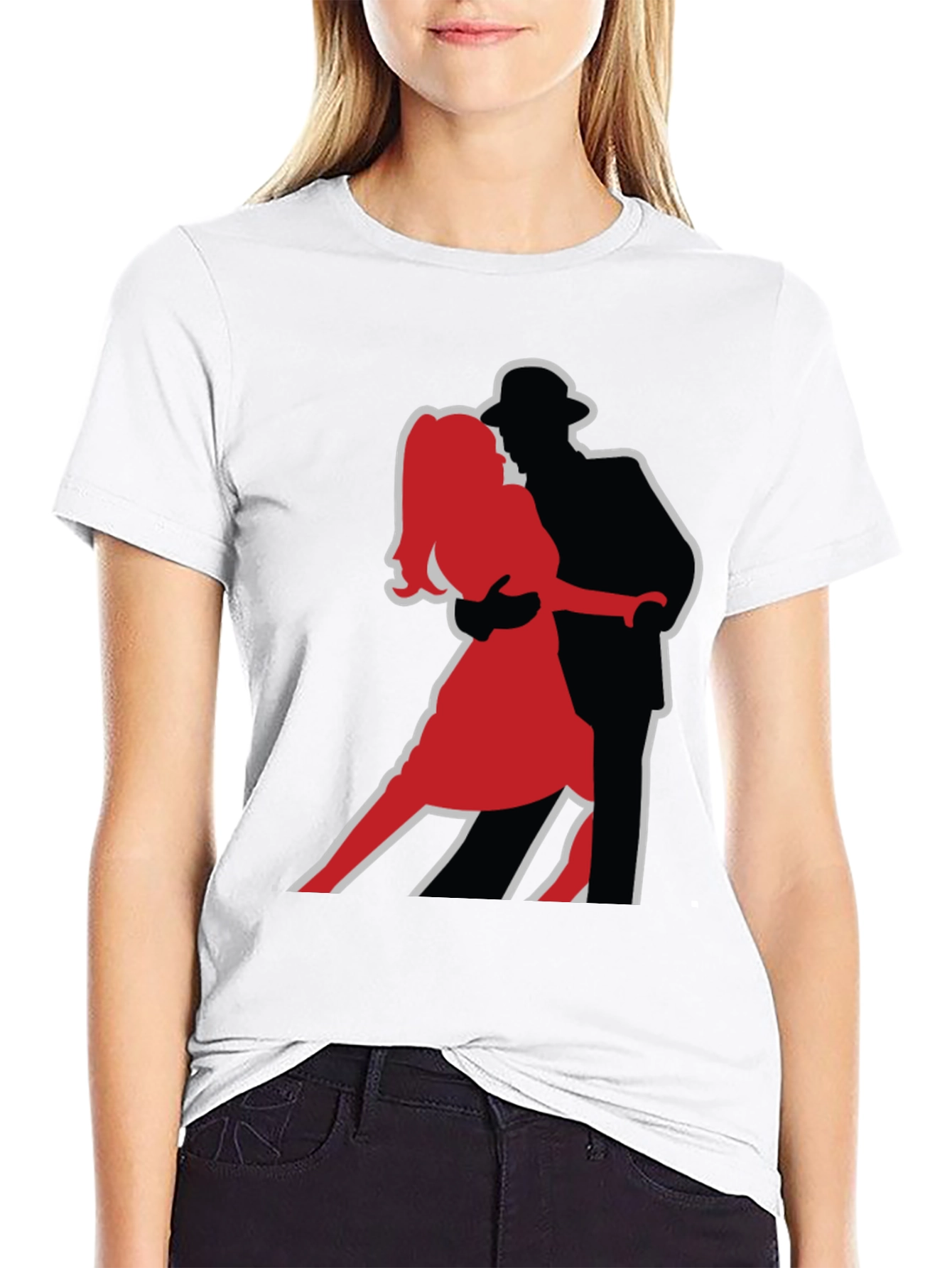 Dancing Duo Graphic T-Shirt - Black