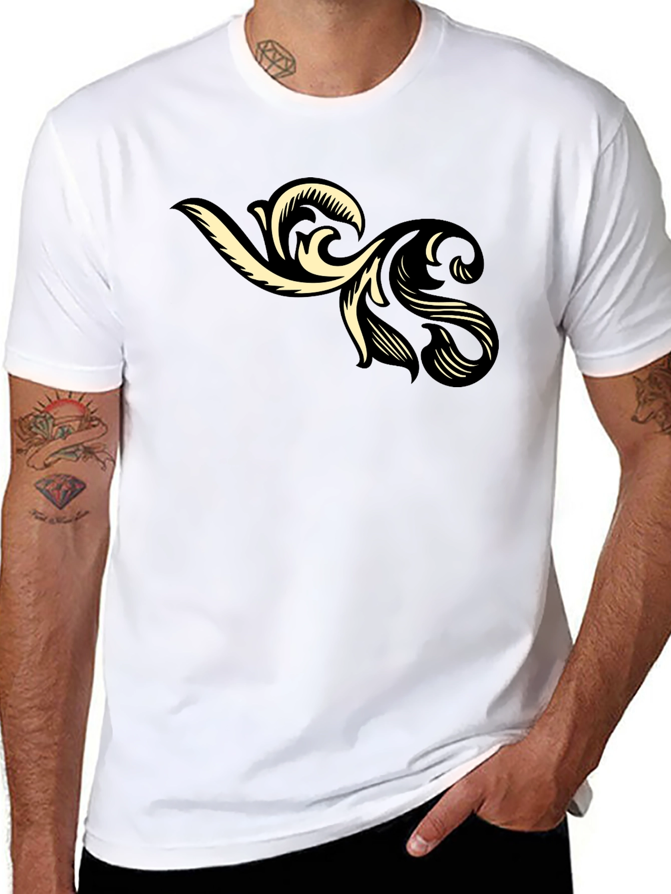 Stylish Black T-Shirt with Floral Graphic Print