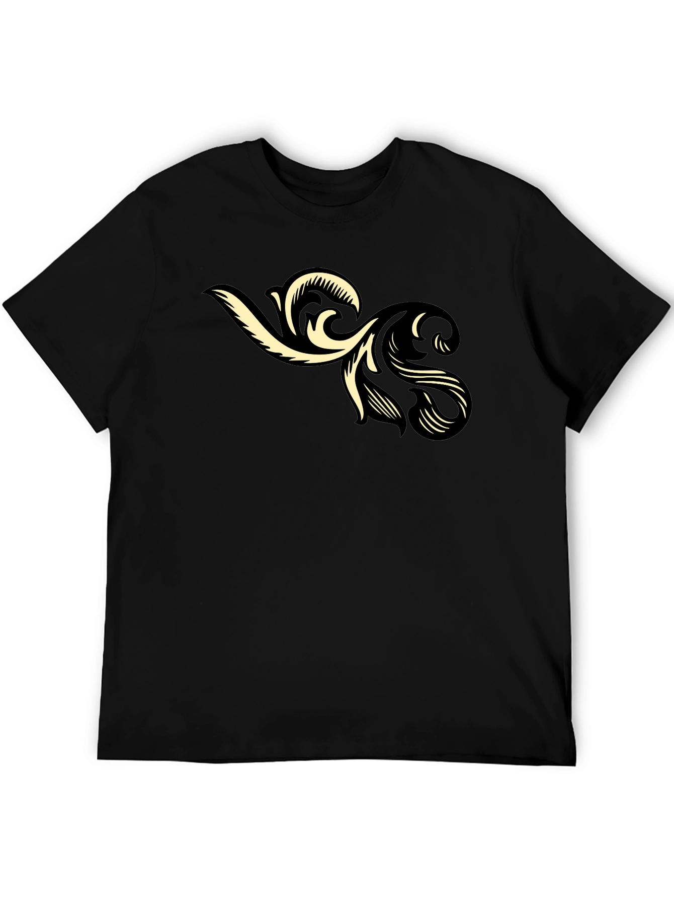 Stylish Black T-Shirt with Floral Graphic Print