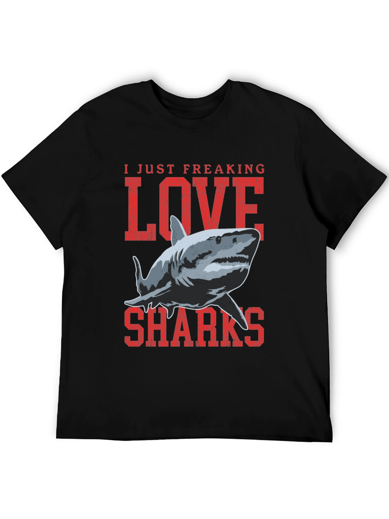 I Love Sharks Graphic T-Shirt - Black