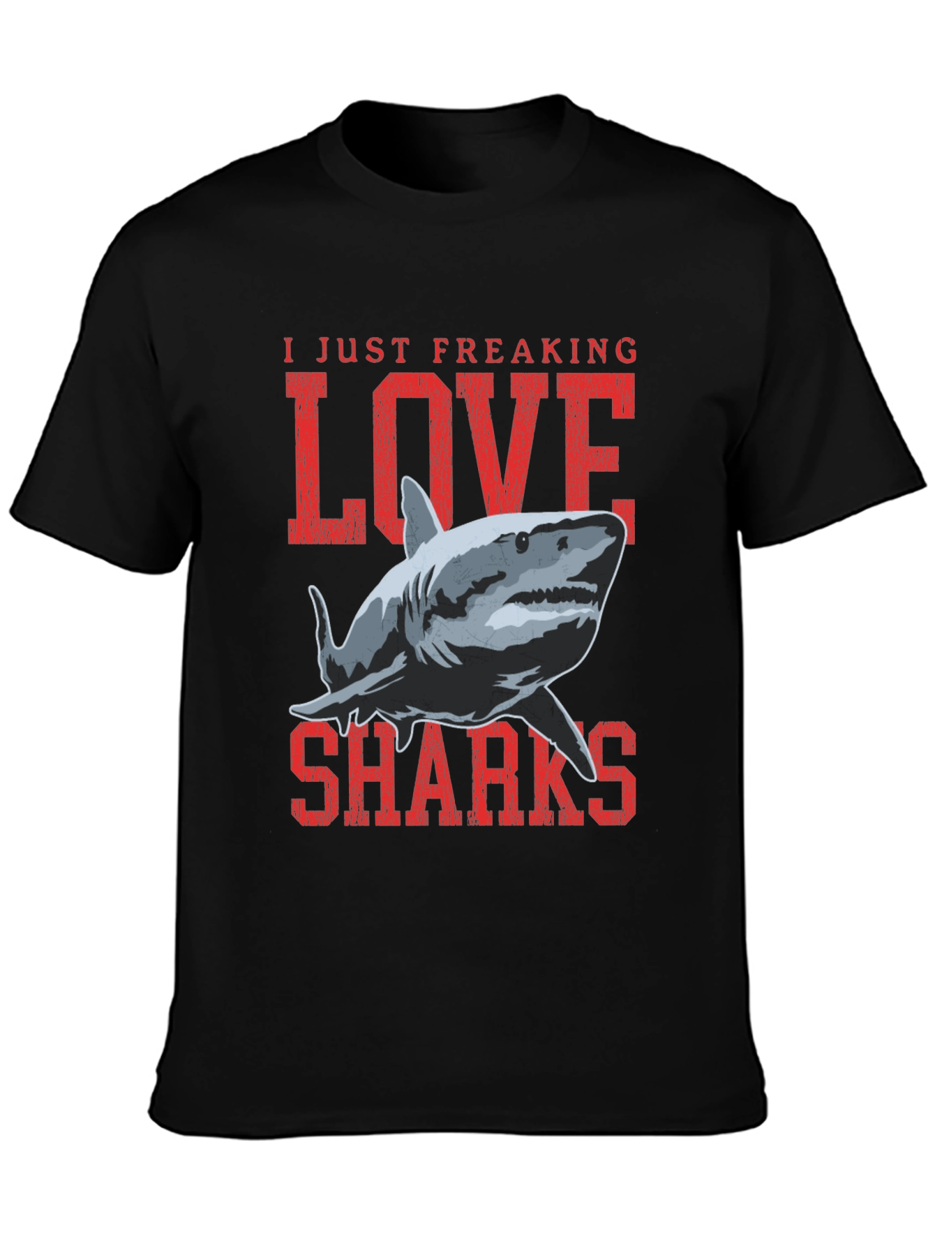 I Love Sharks Graphic T-Shirt - Black