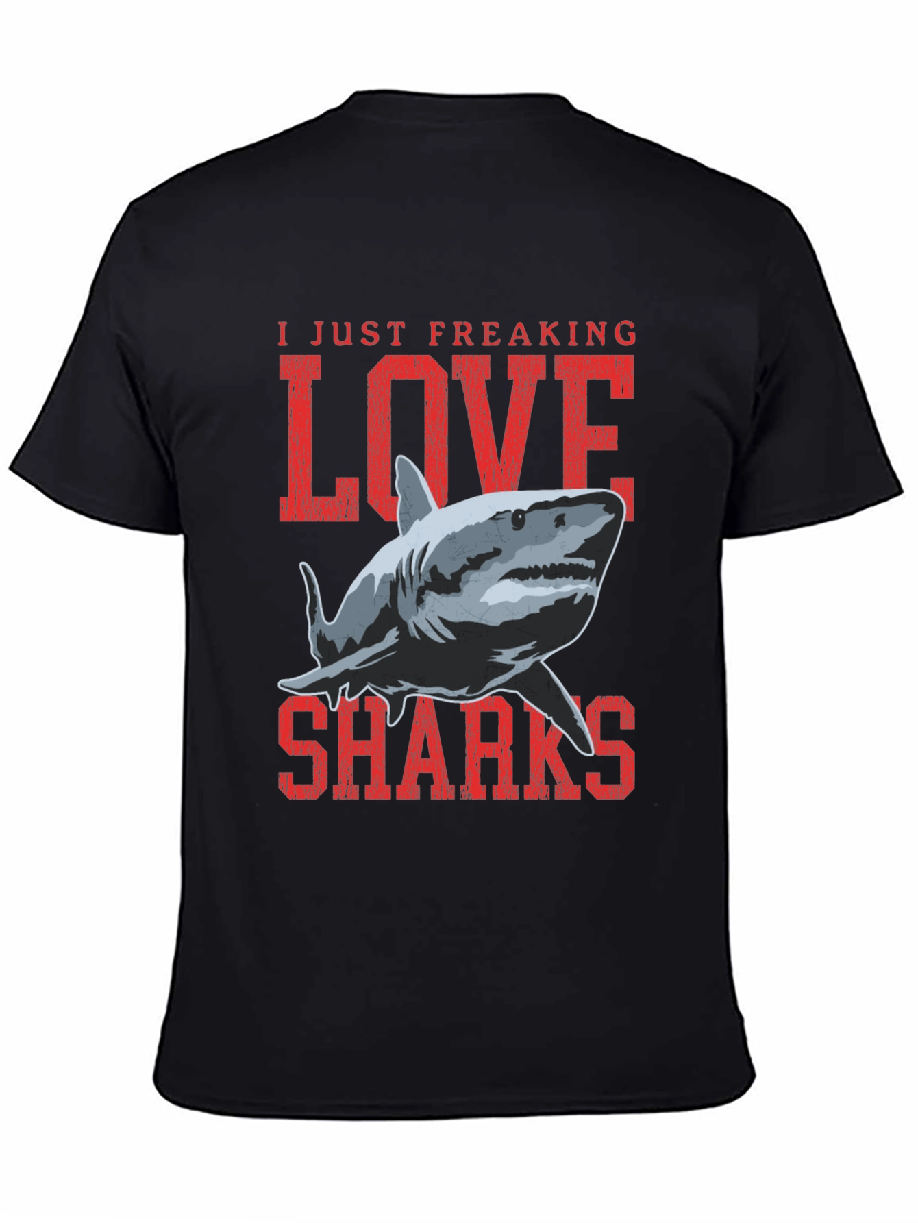 I Love Sharks Graphic T-Shirt - Black