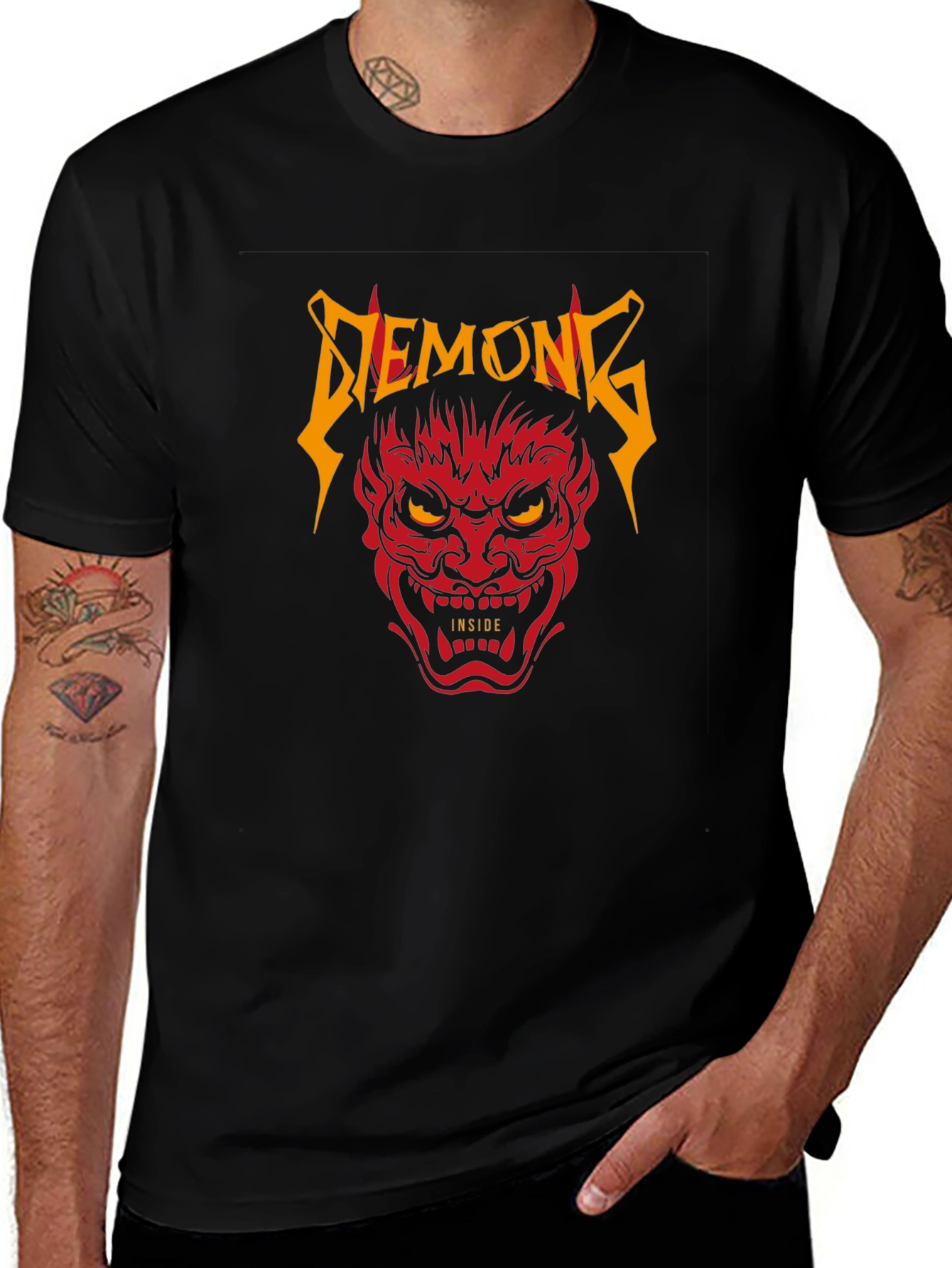 Demons Inside Black Graphic T-Shirt