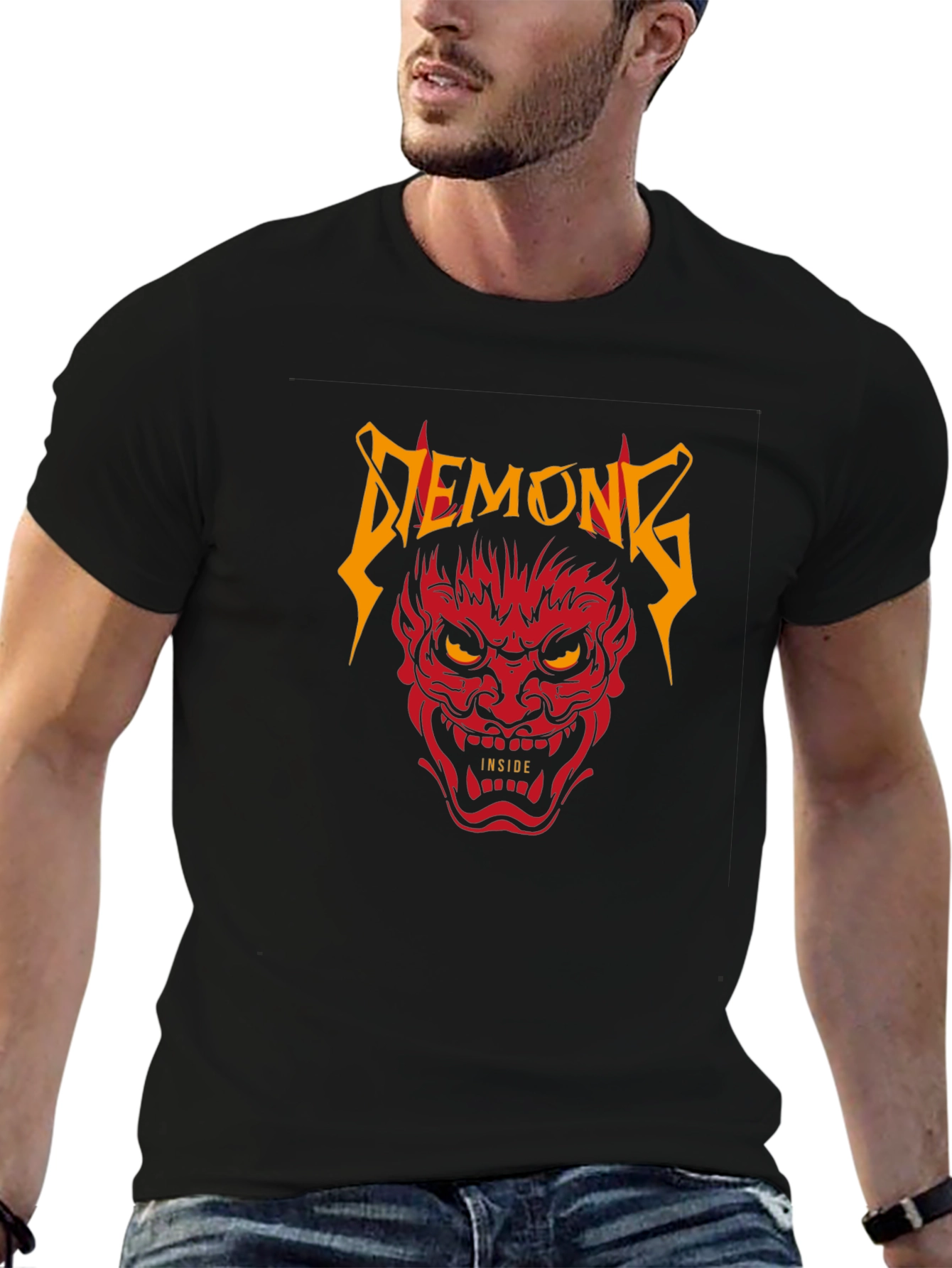 Demons Inside Black Graphic T-Shirt