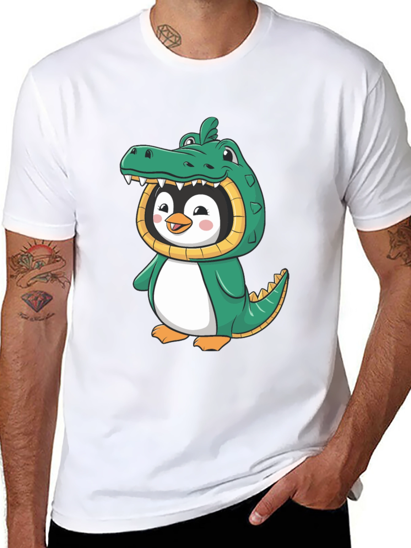 Penguin Alligator Costume Graphic T-Shirt