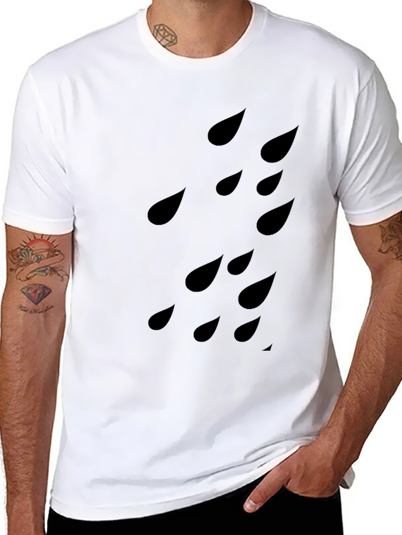 Raindrop Patterned Black T-Shirt