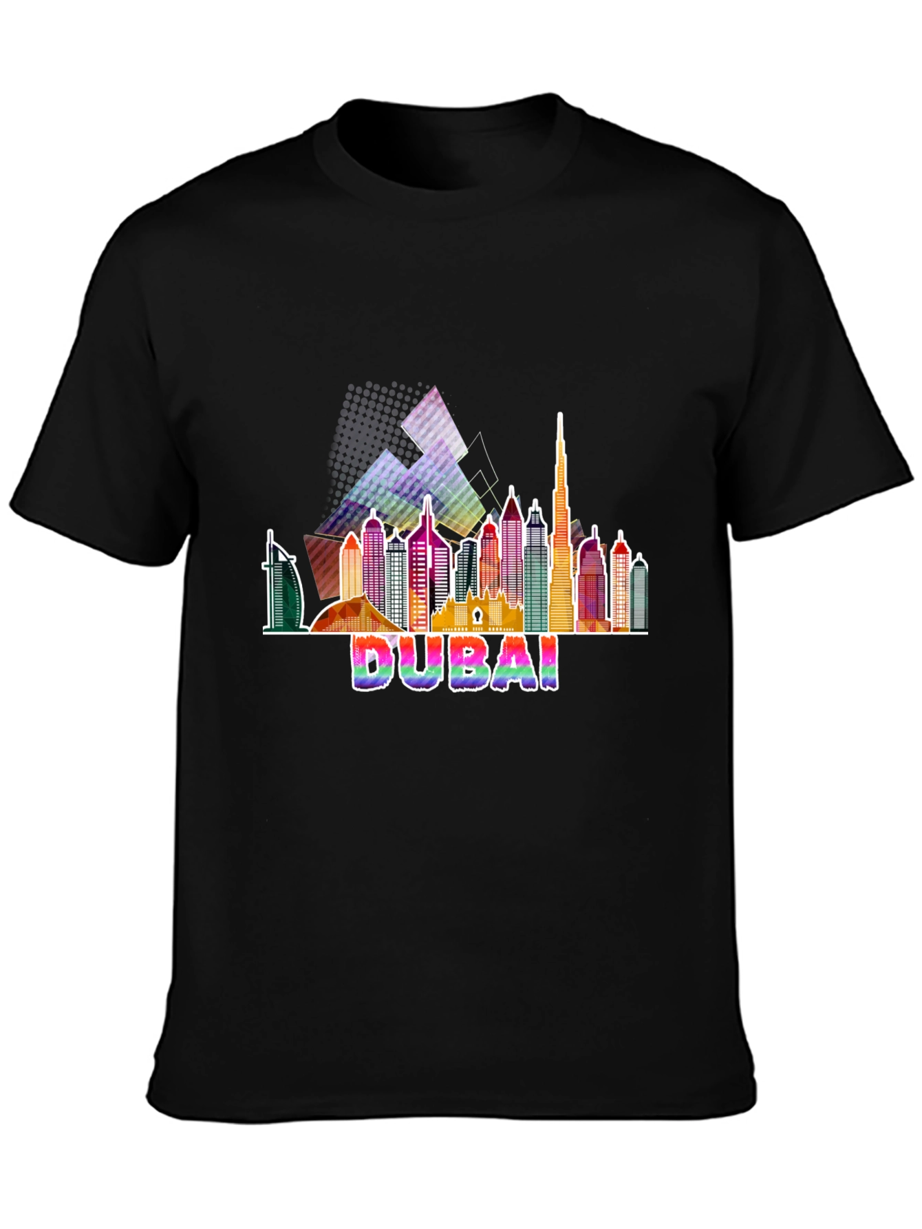 Dubai Skyline Graphic Tee - Mens Black T-Shirt
