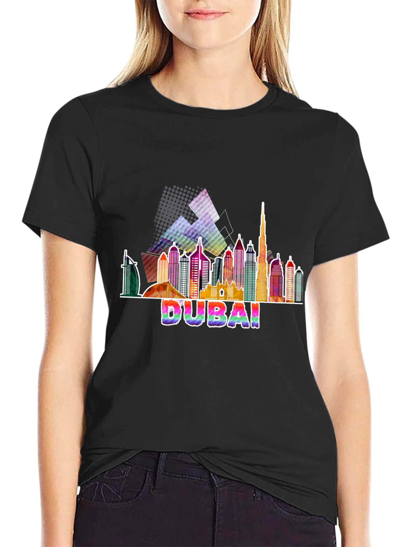 Dubai Skyline Graphic Tee - Mens Black T-Shirt