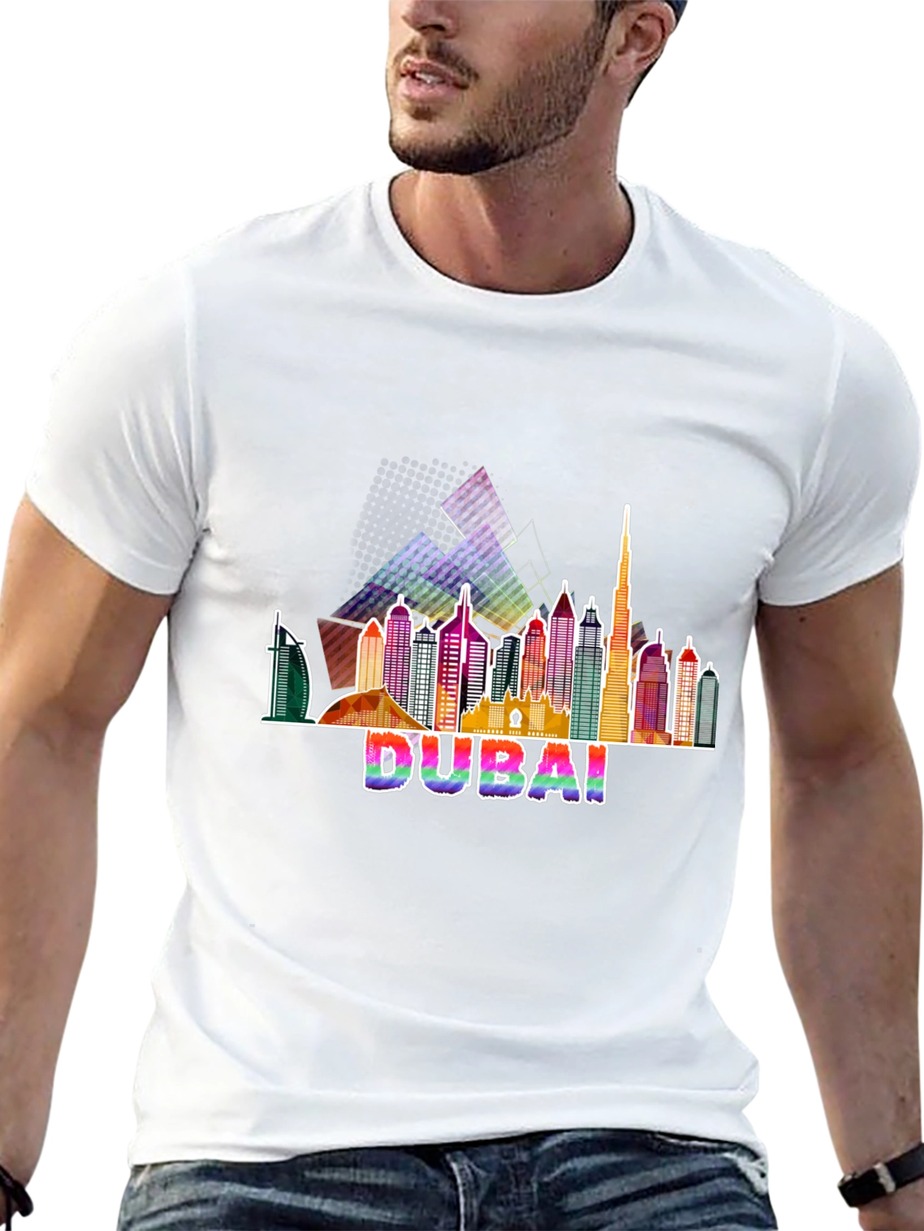 Dubai Skyline Graphic Tee - Mens Black T-Shirt