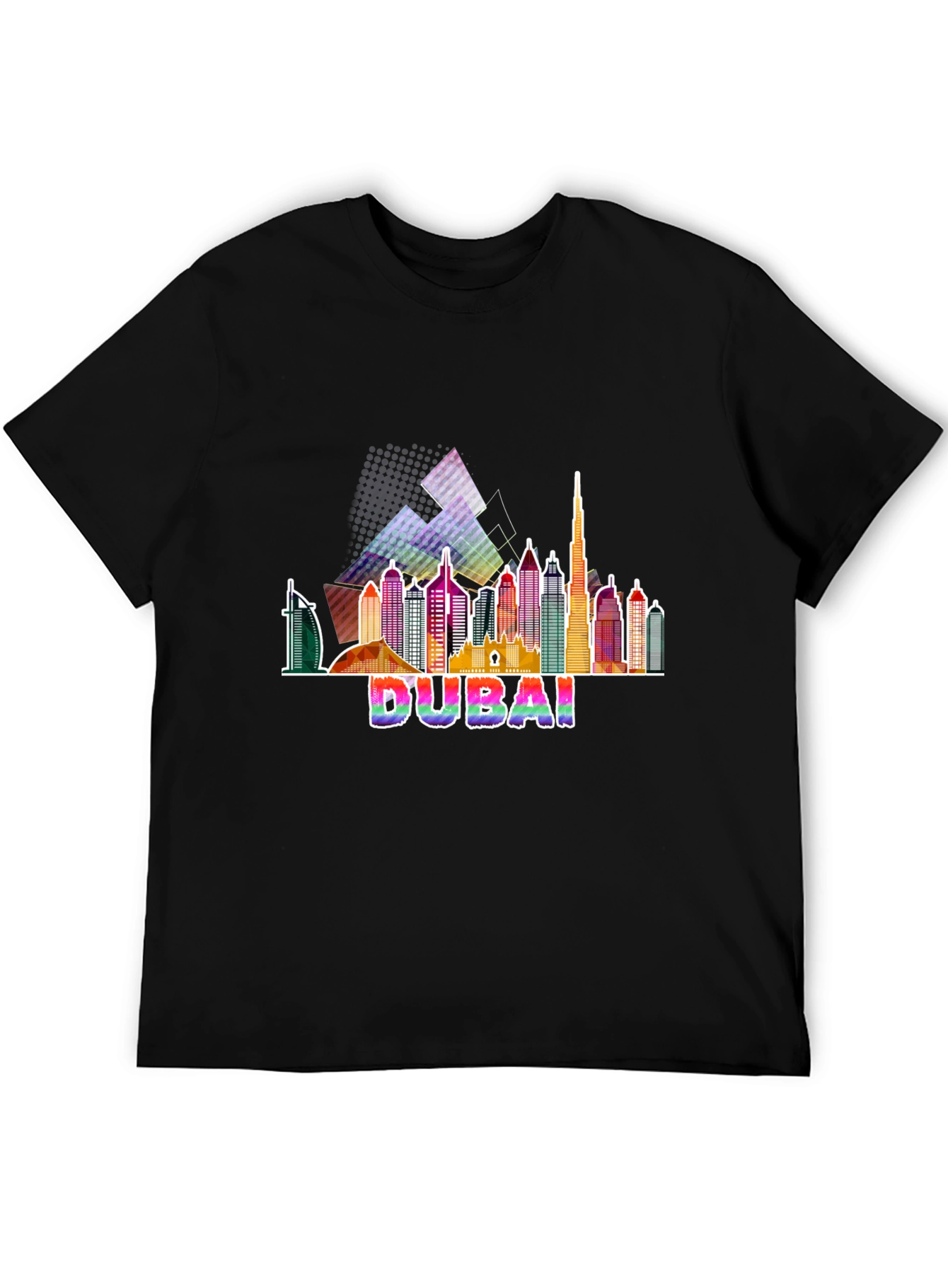 Dubai Skyline Graphic Tee - Mens Black T-Shirt