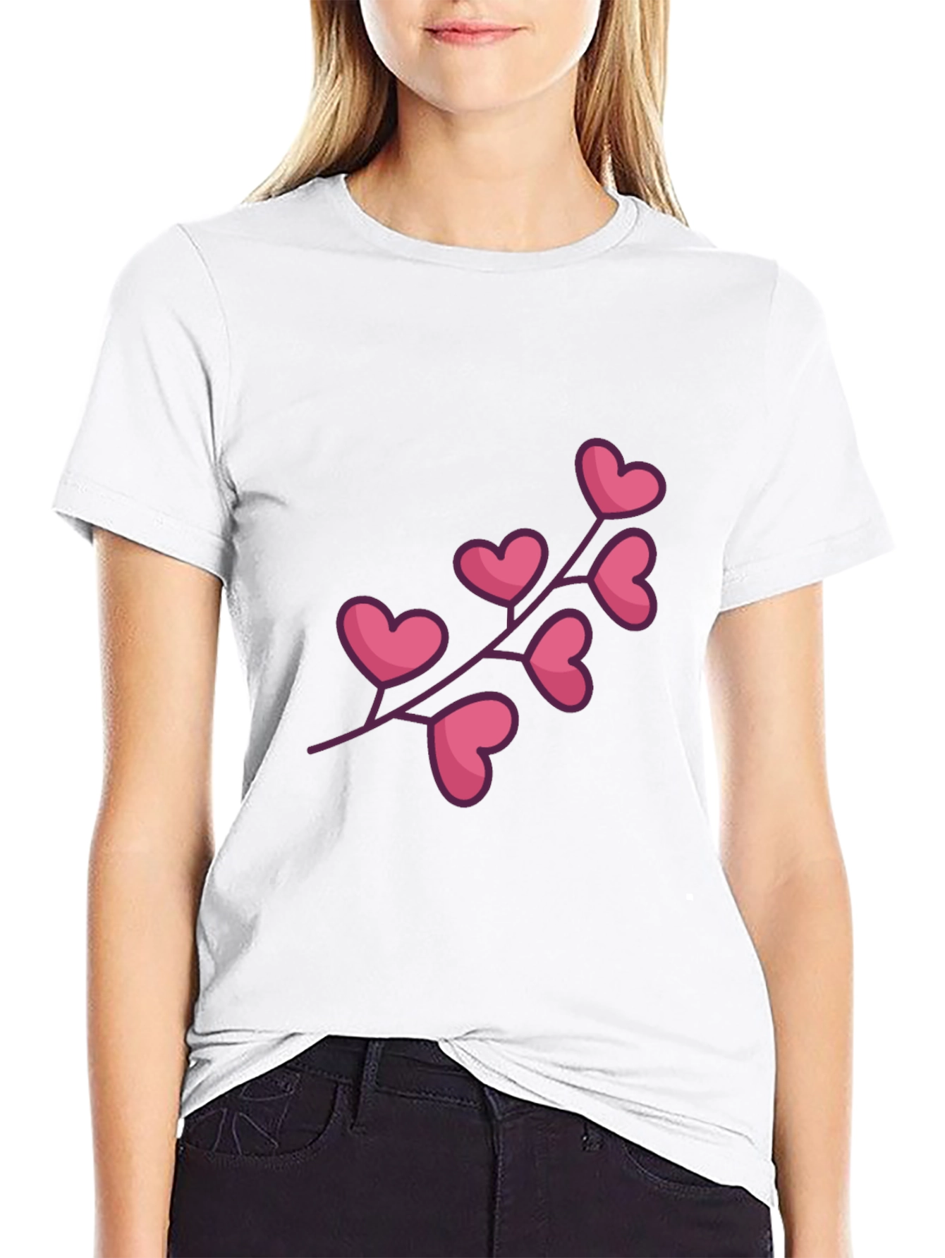 Heart Branch Graphic Black T-Shirt