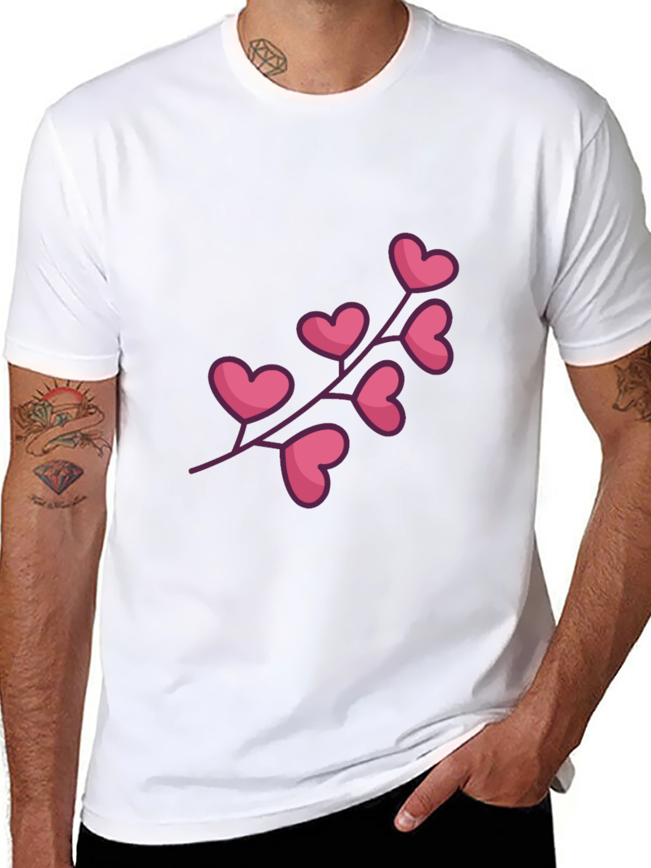 Heart Branch Graphic Black T-Shirt