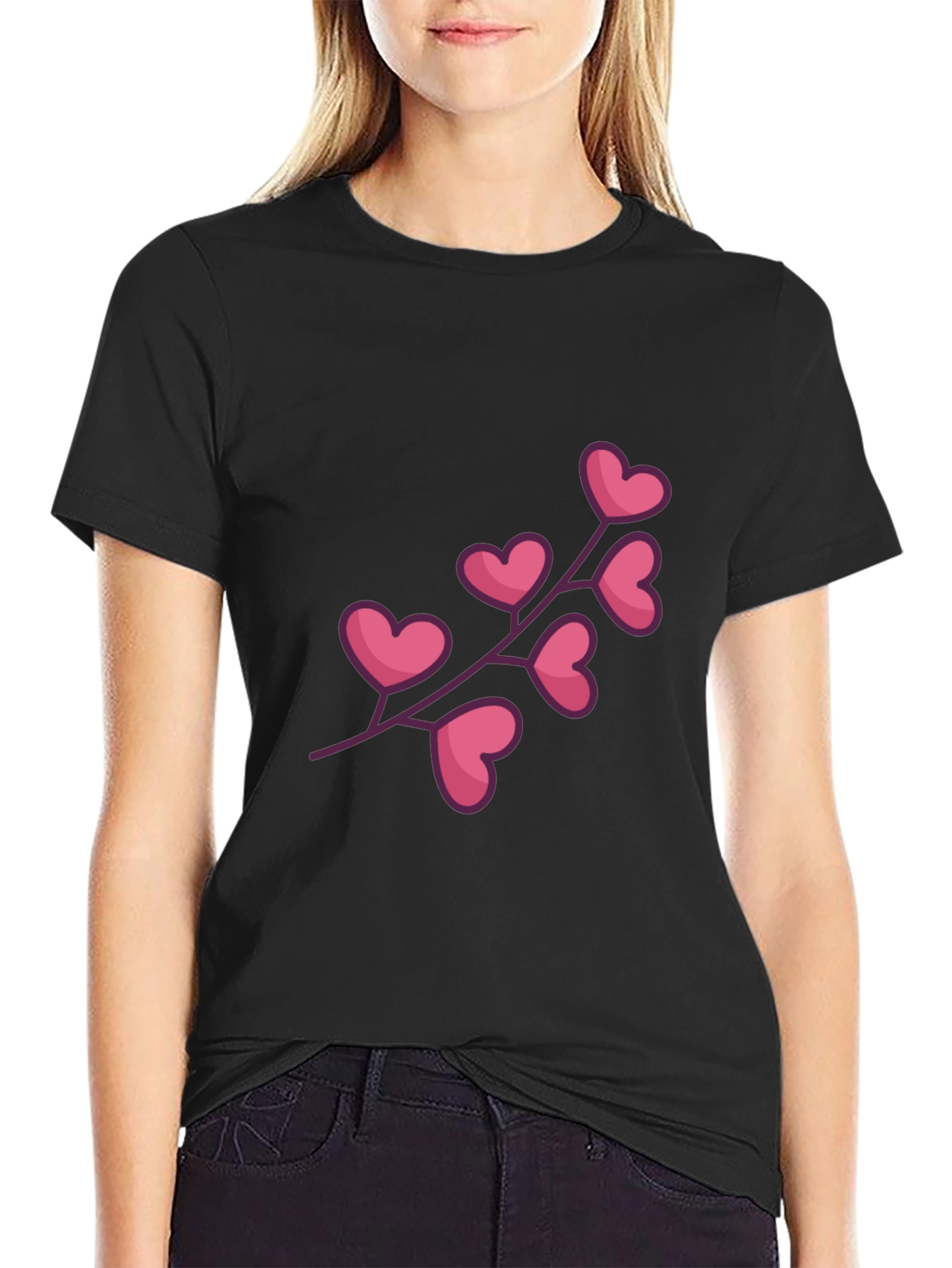 Heart Branch Graphic Black T-Shirt