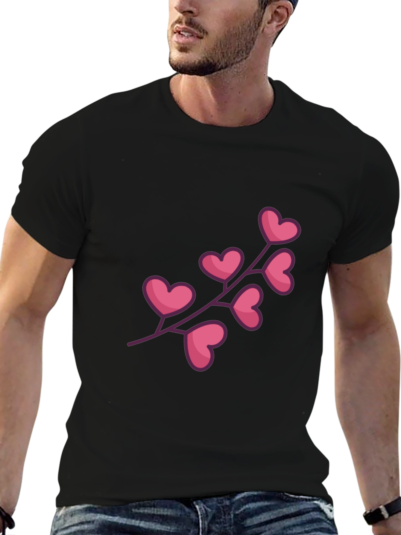 Heart Branch Graphic Black T-Shirt