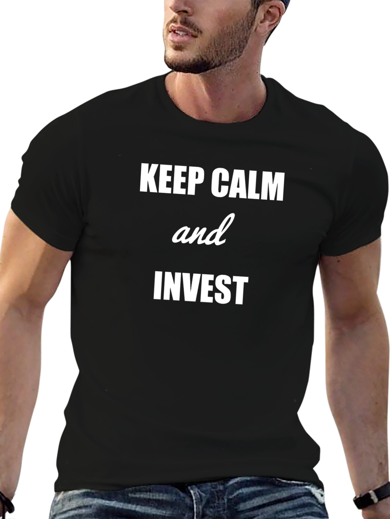 Keep Calm and Invest T-Shirt - Black Cotton Tee