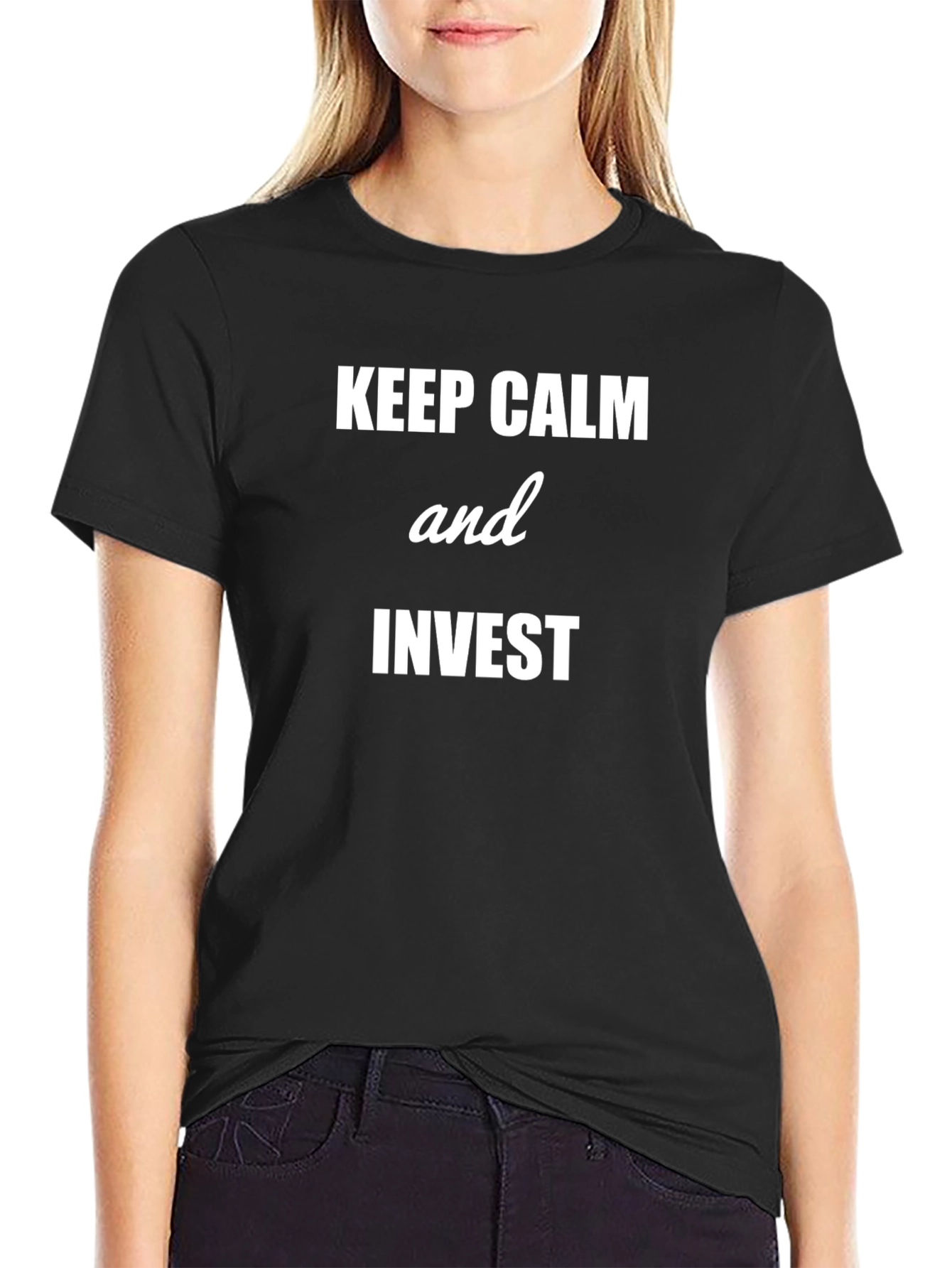 Keep Calm and Invest T-Shirt - Black Cotton Tee