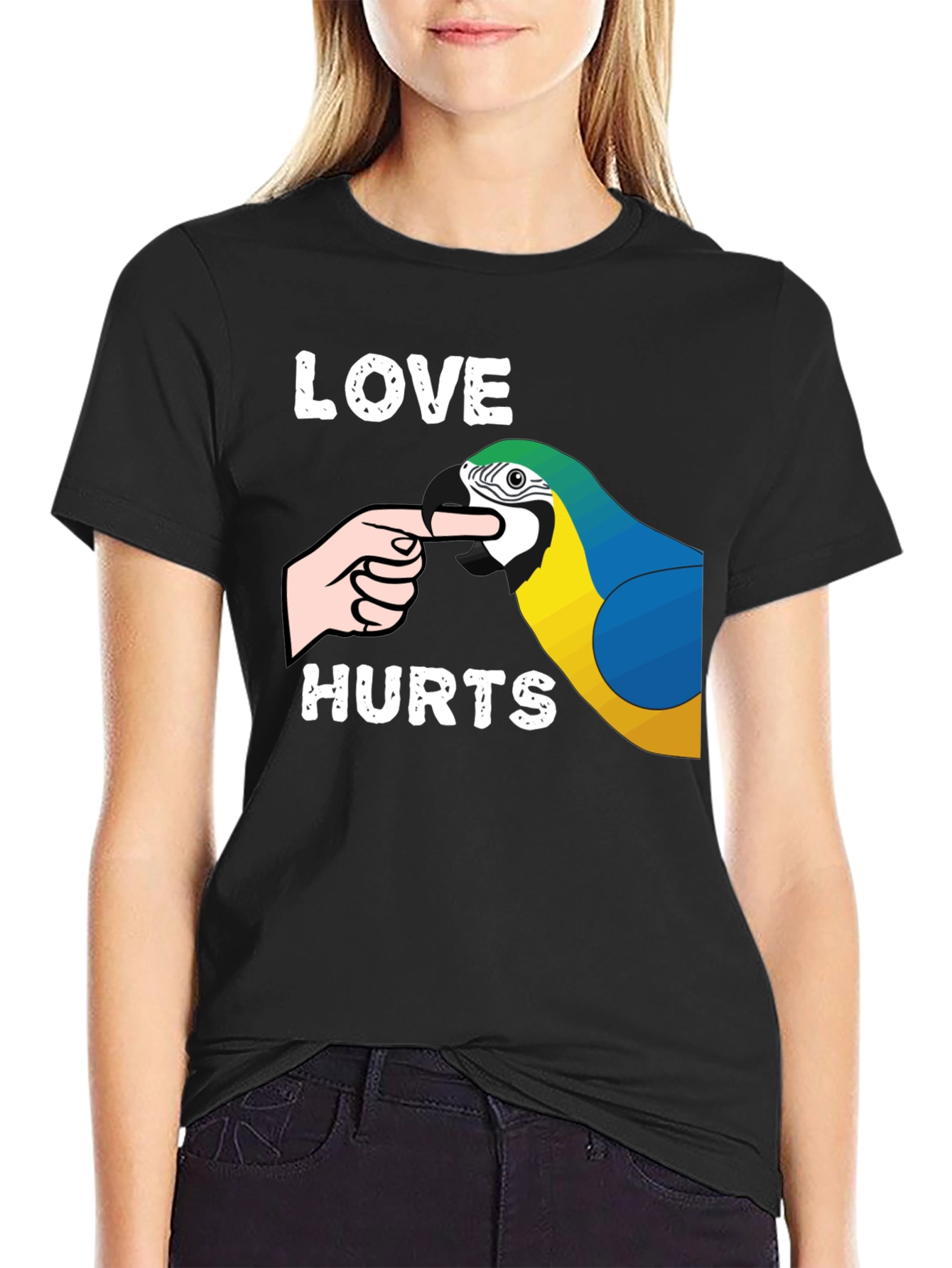 Love Hurts Parrot T-Shirt Funny Bird Lover Tee