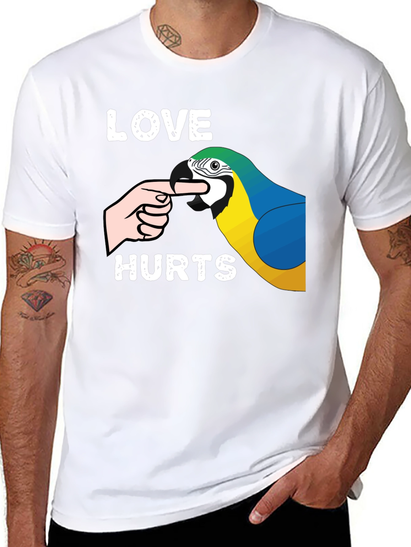 Love Hurts Parrot T-Shirt Funny Bird Lover Tee