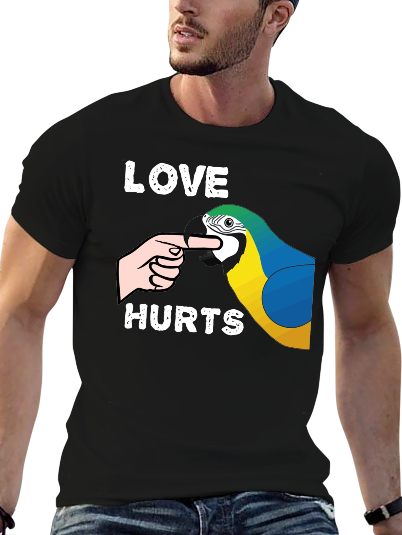 Love Hurts Parrot T-Shirt Funny Bird Lover Tee