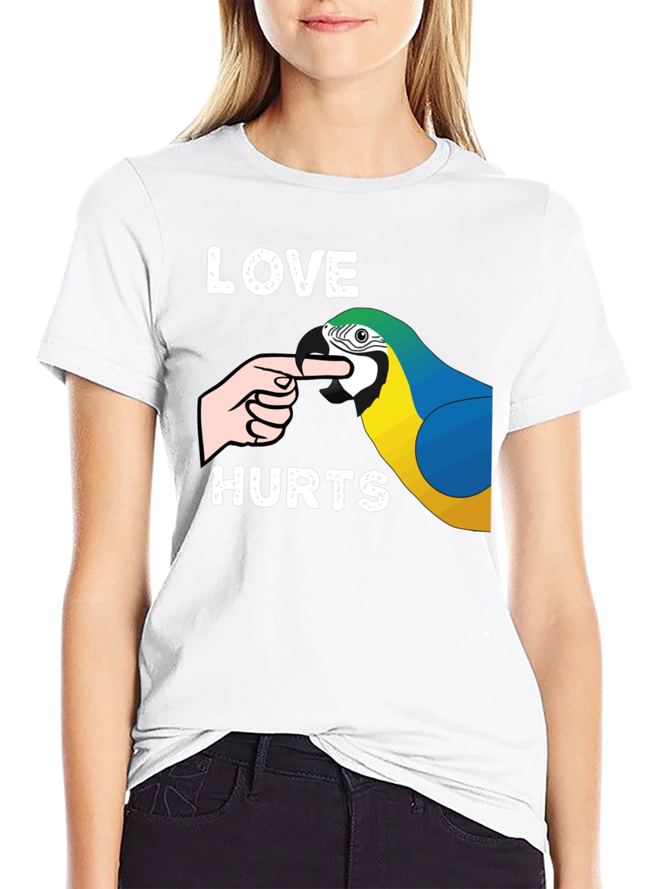 Love Hurts Parrot T-Shirt Funny Bird Lover Tee