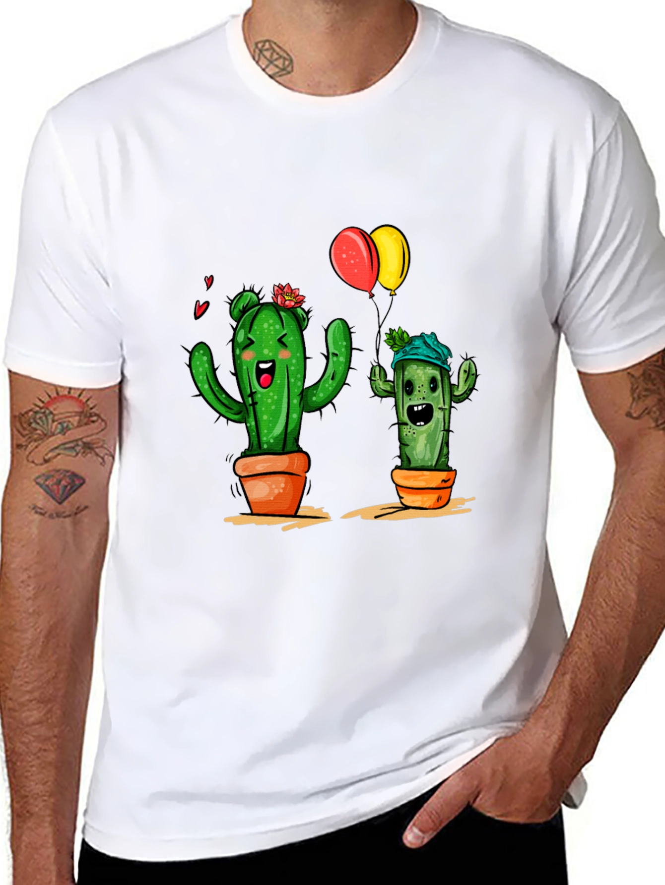 Cactus Love Graphic Tee - Black Cotton T-Shirt