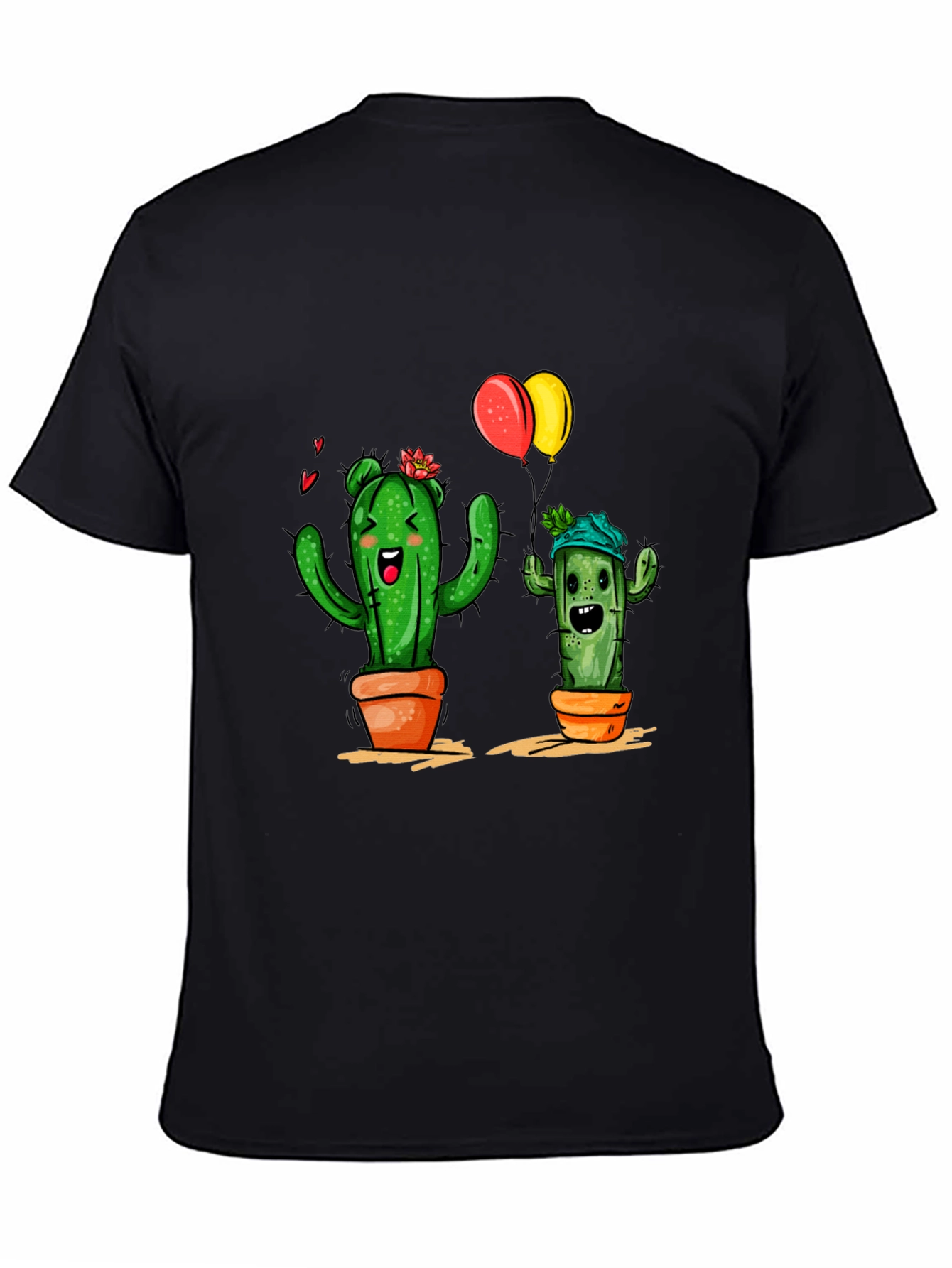 Cactus Love Graphic Tee - Black Cotton T-Shirt