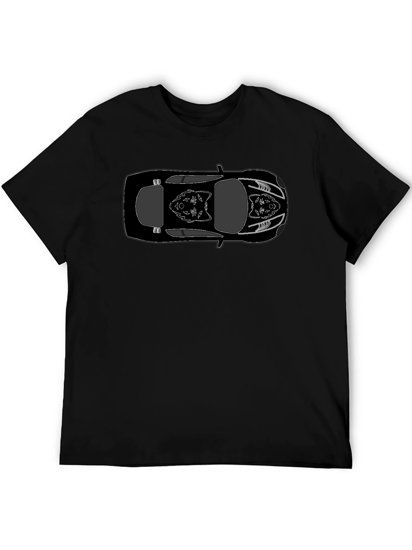 Black Car Outline Graphic Tee - Cool Automotive Shirt