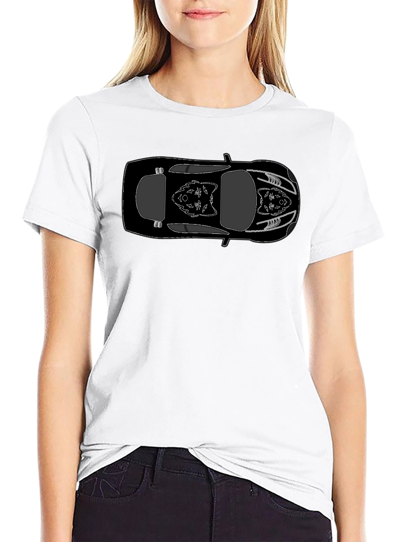 Black Car Outline Graphic Tee - Cool Automotive Shirt