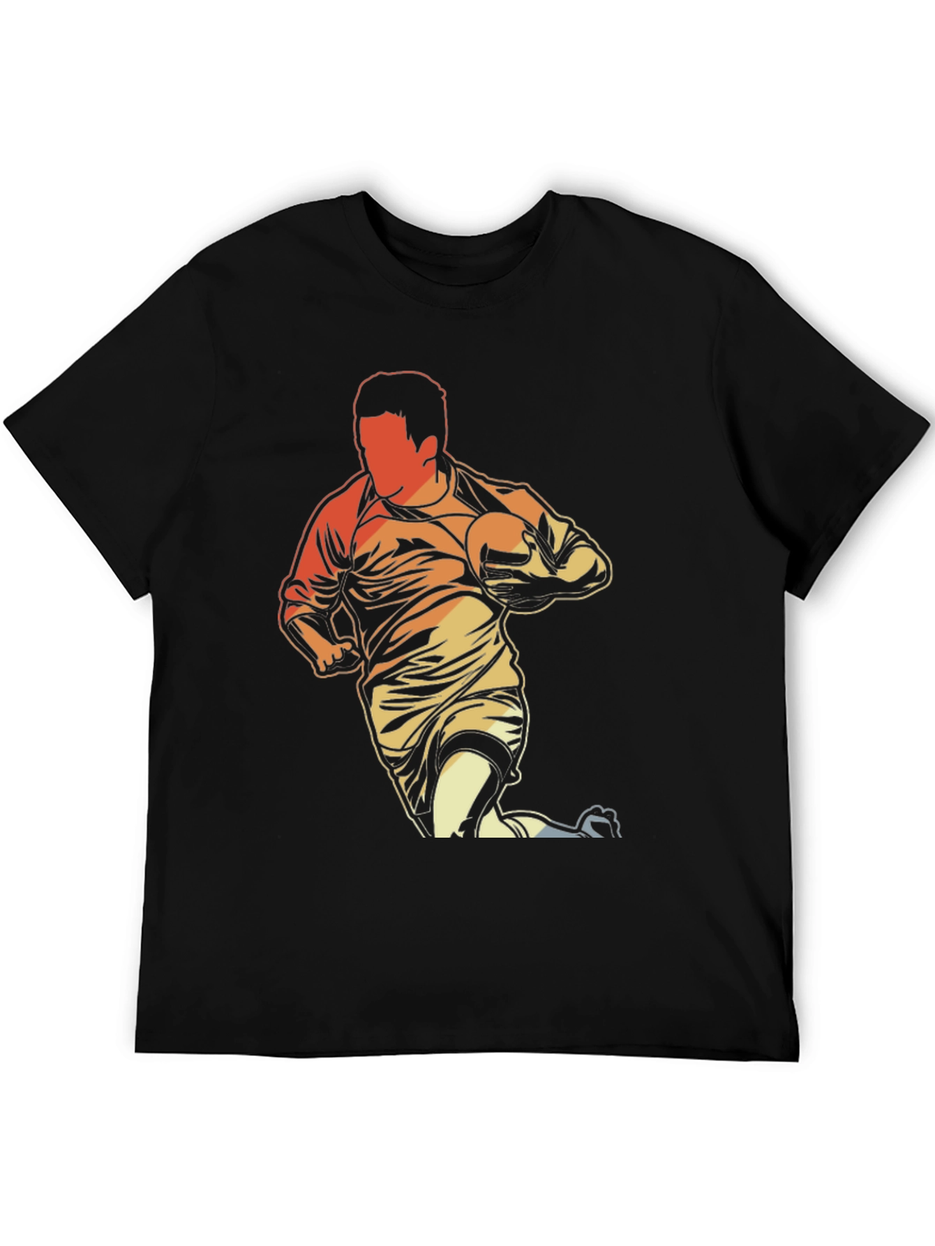 Rugby Player Graphic T-Shirt - Black