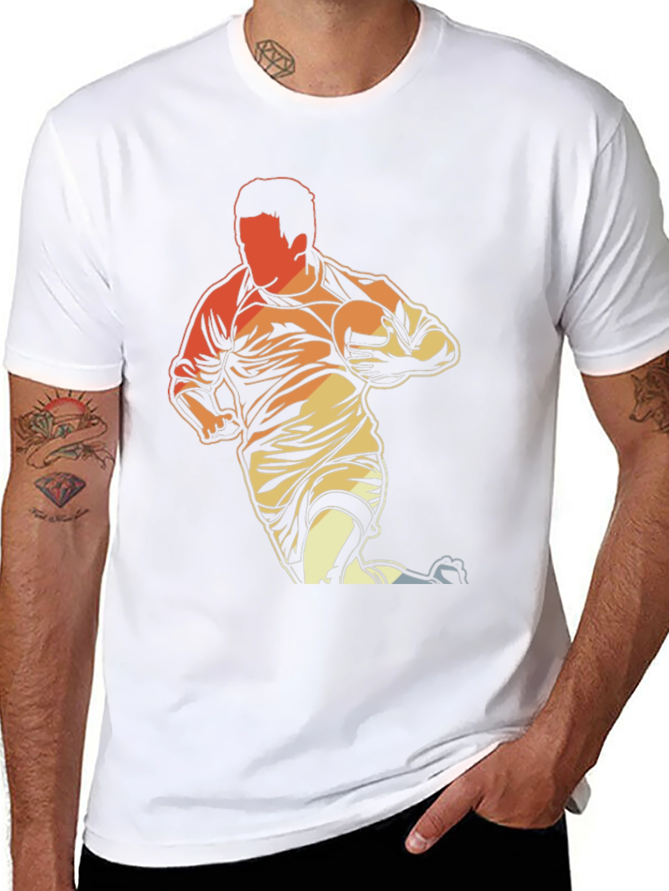 Rugby Player Graphic T-Shirt - Black