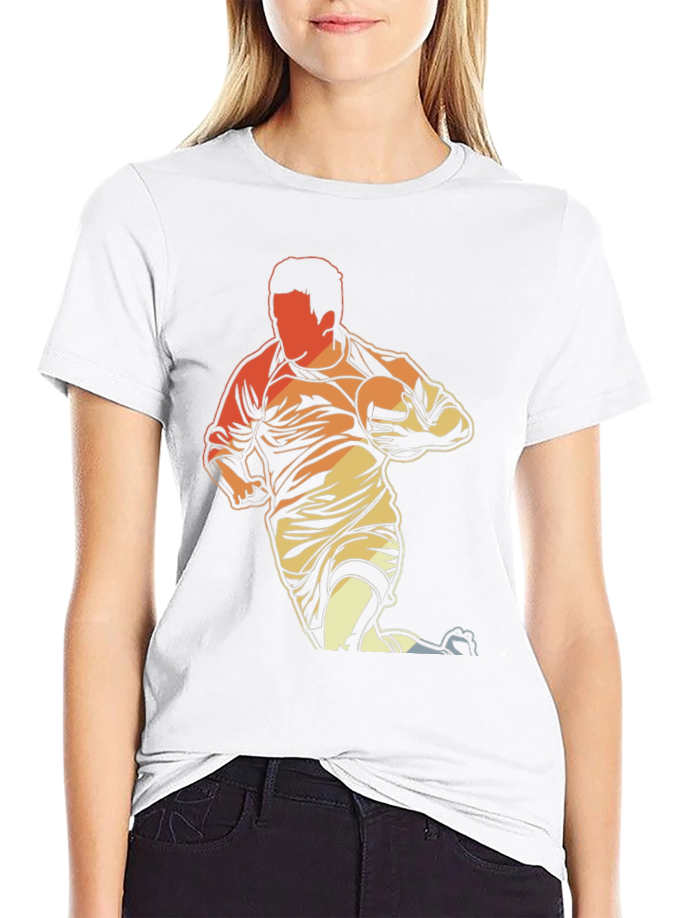 Rugby Player Graphic T-Shirt - Black