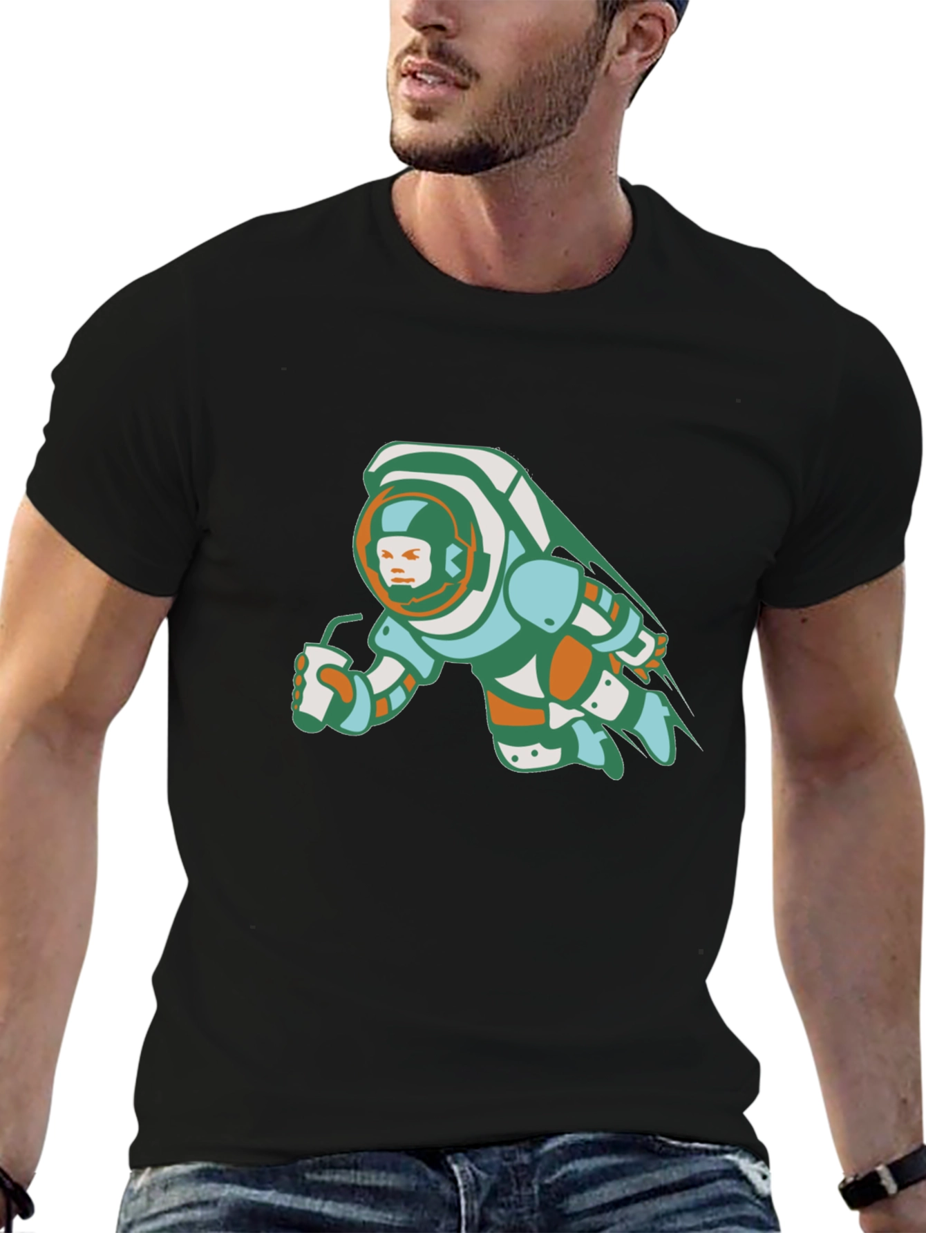 Astronaut Sipping Graphic Tee - Black