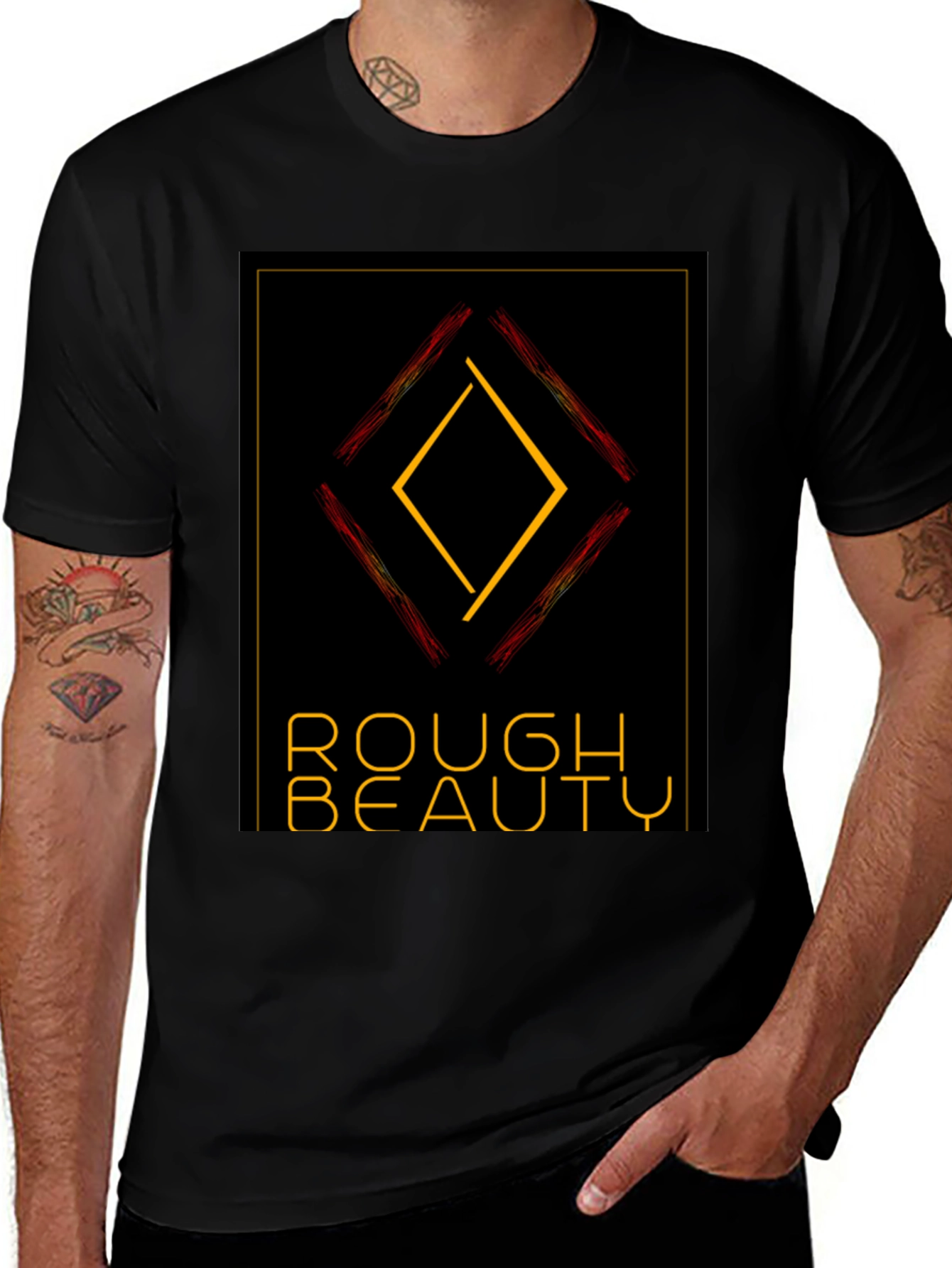 Rough Beauty Diamond Tee - Edgy Graphic Print