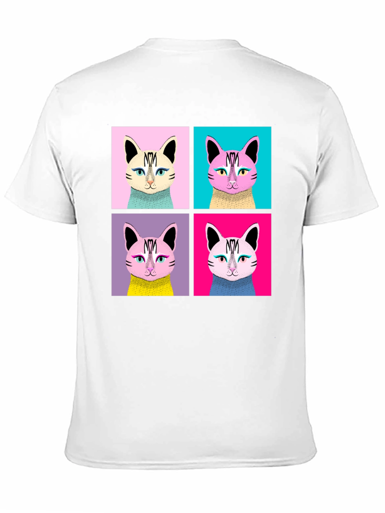 Pop Art Cat Graphic Black T-Shirt