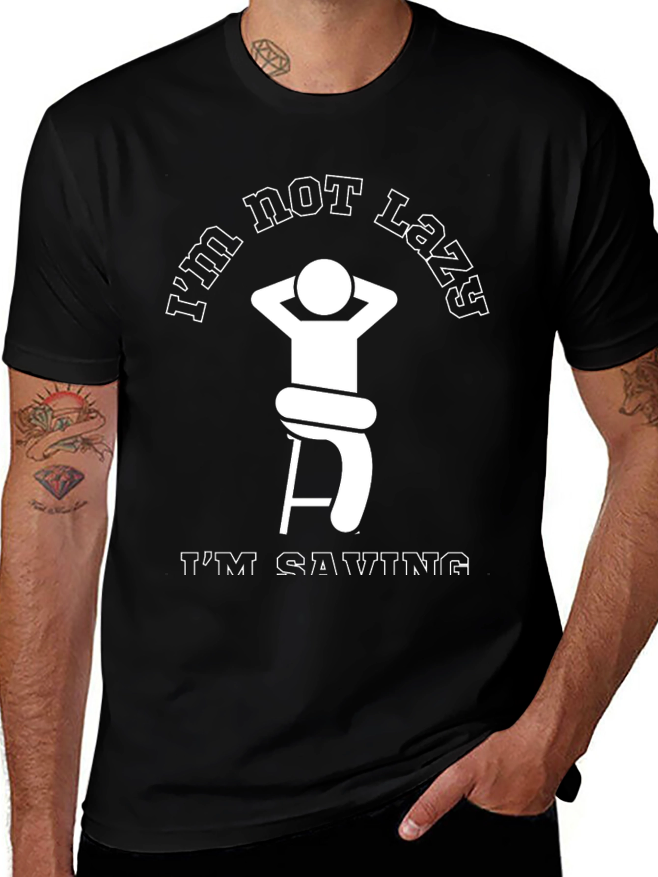Funny Lazy Graphic Tee - Saving Energy T-Shirt