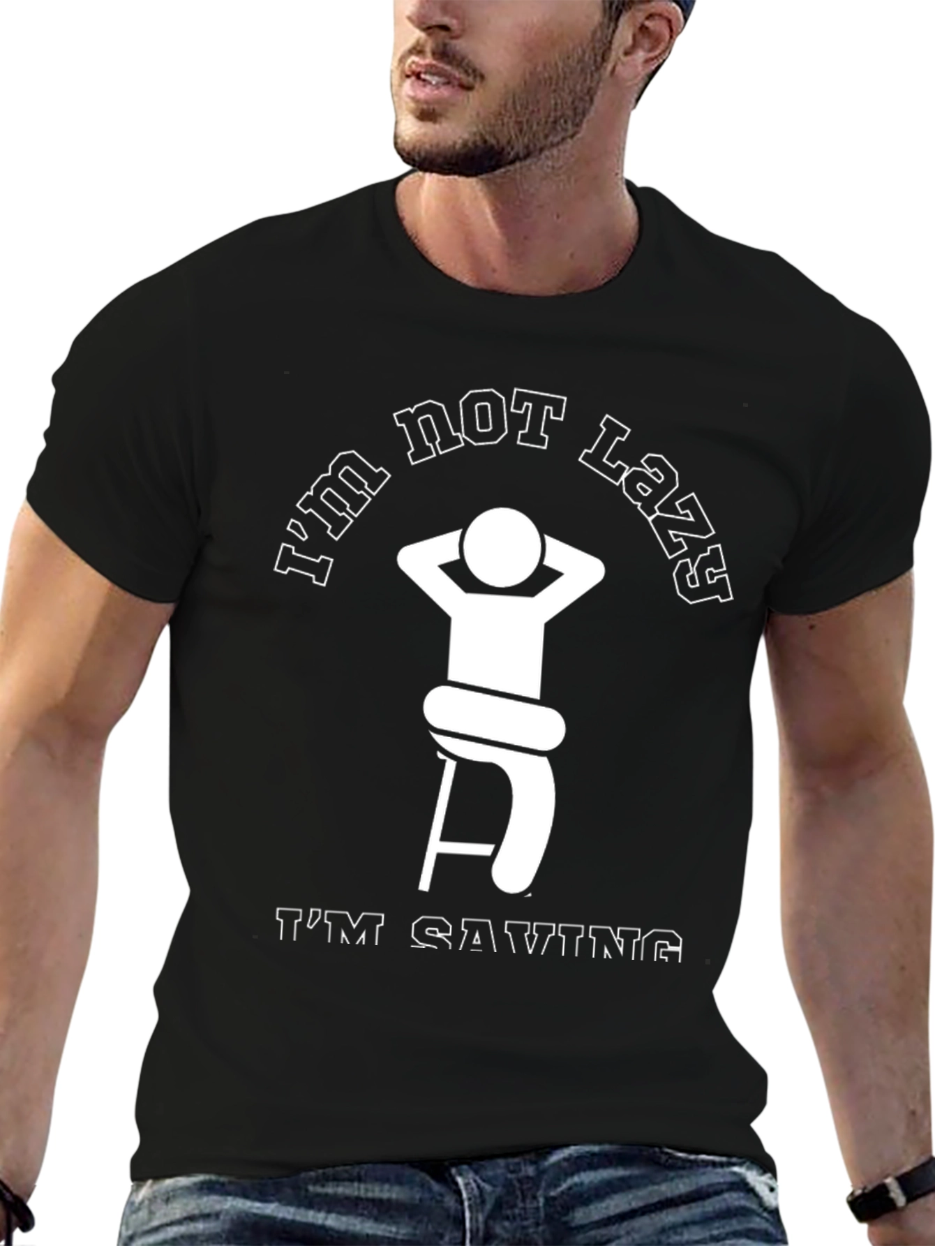Funny Lazy Graphic Tee - Saving Energy T-Shirt