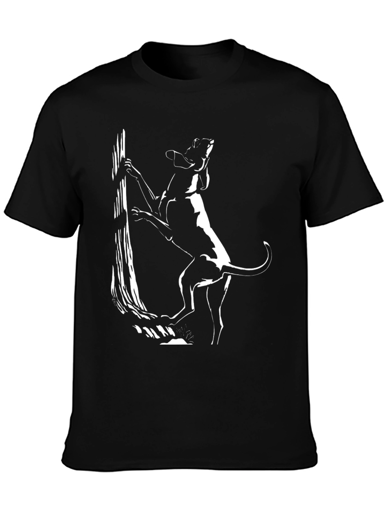 Dog Climbing Tree Graphic Tee - Black