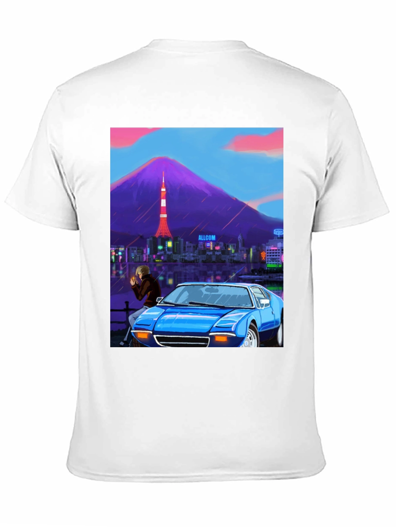 Tokyo Nights Graphic Tee - Blue Car & Cityscape