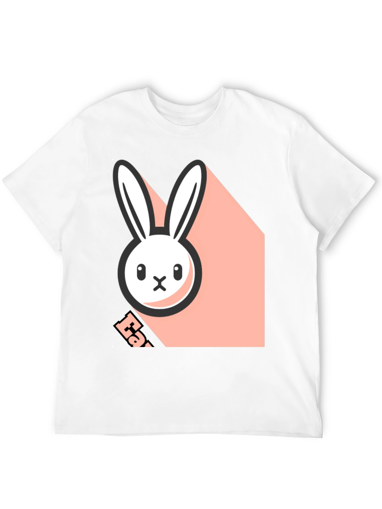 Black T-Shirt with Playful Bunny Graphic