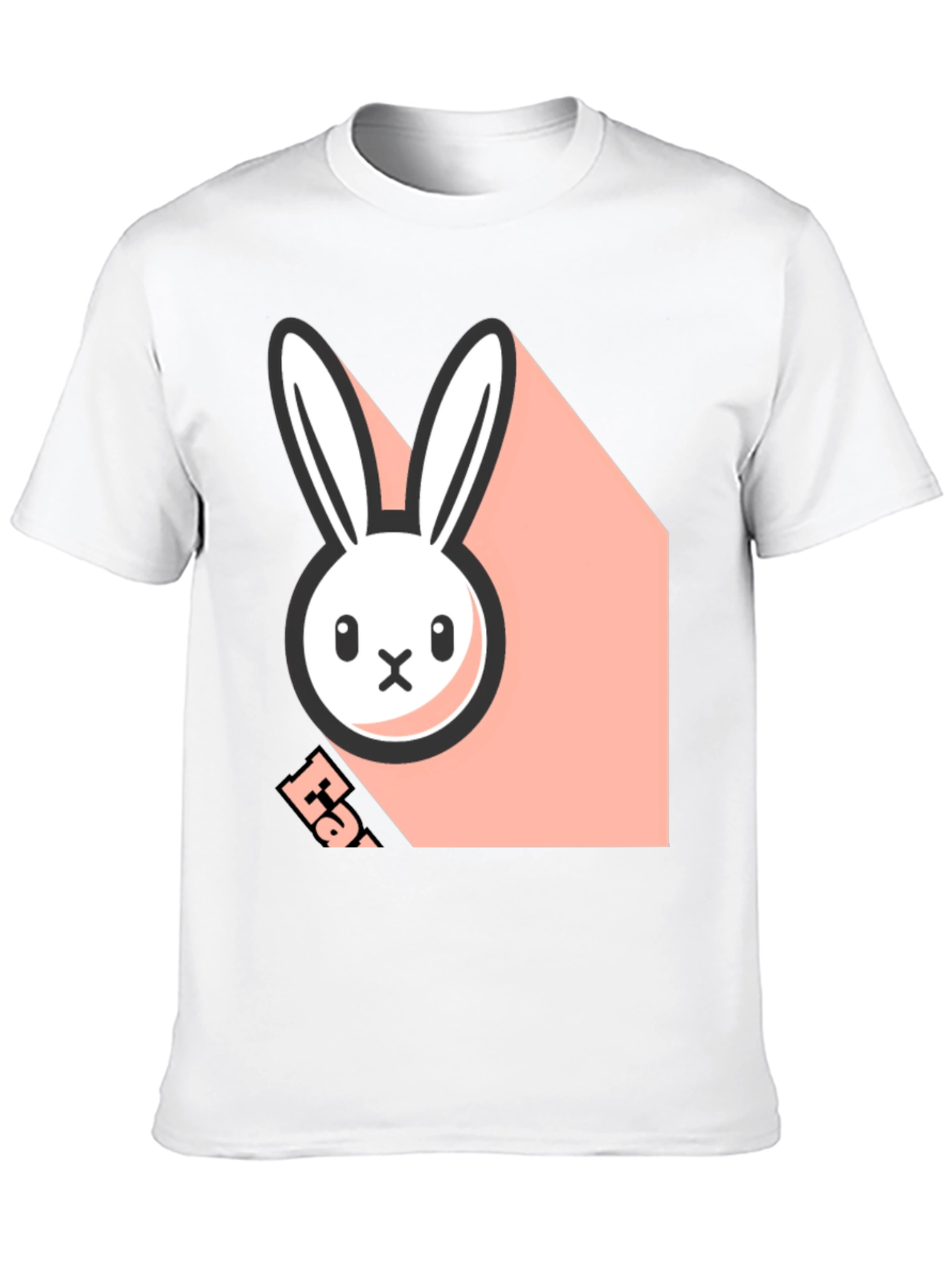 Black T-Shirt with Playful Bunny Graphic