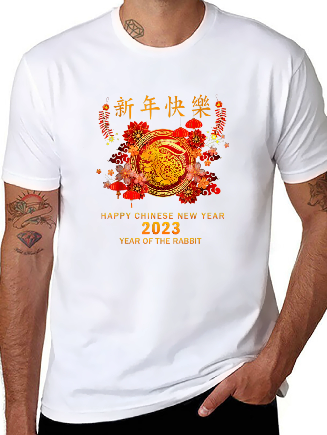 Chinese New Year Rabbit 2023 Black T-Shirt