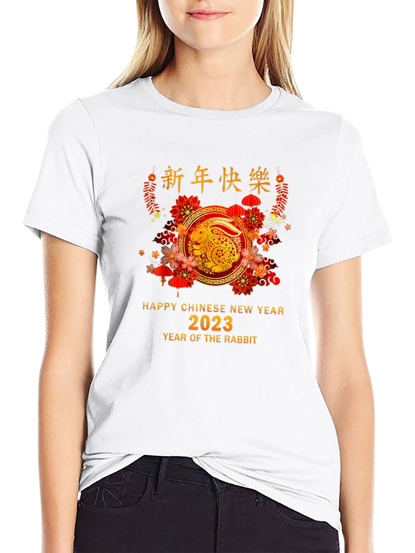 Chinese New Year Rabbit 2023 Black T-Shirt