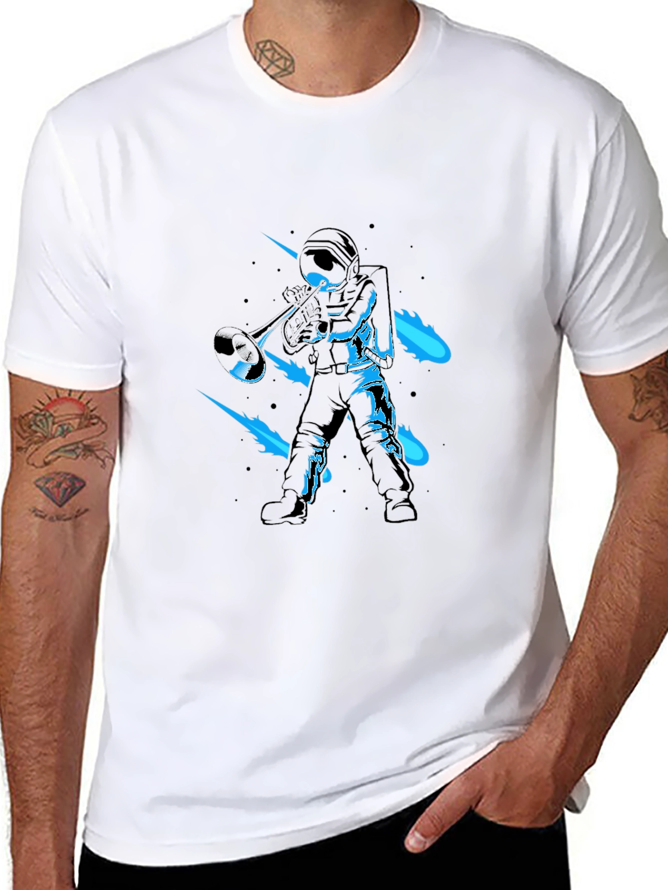 Astronaut Trumpet T-Shirt - Space Musician Tee