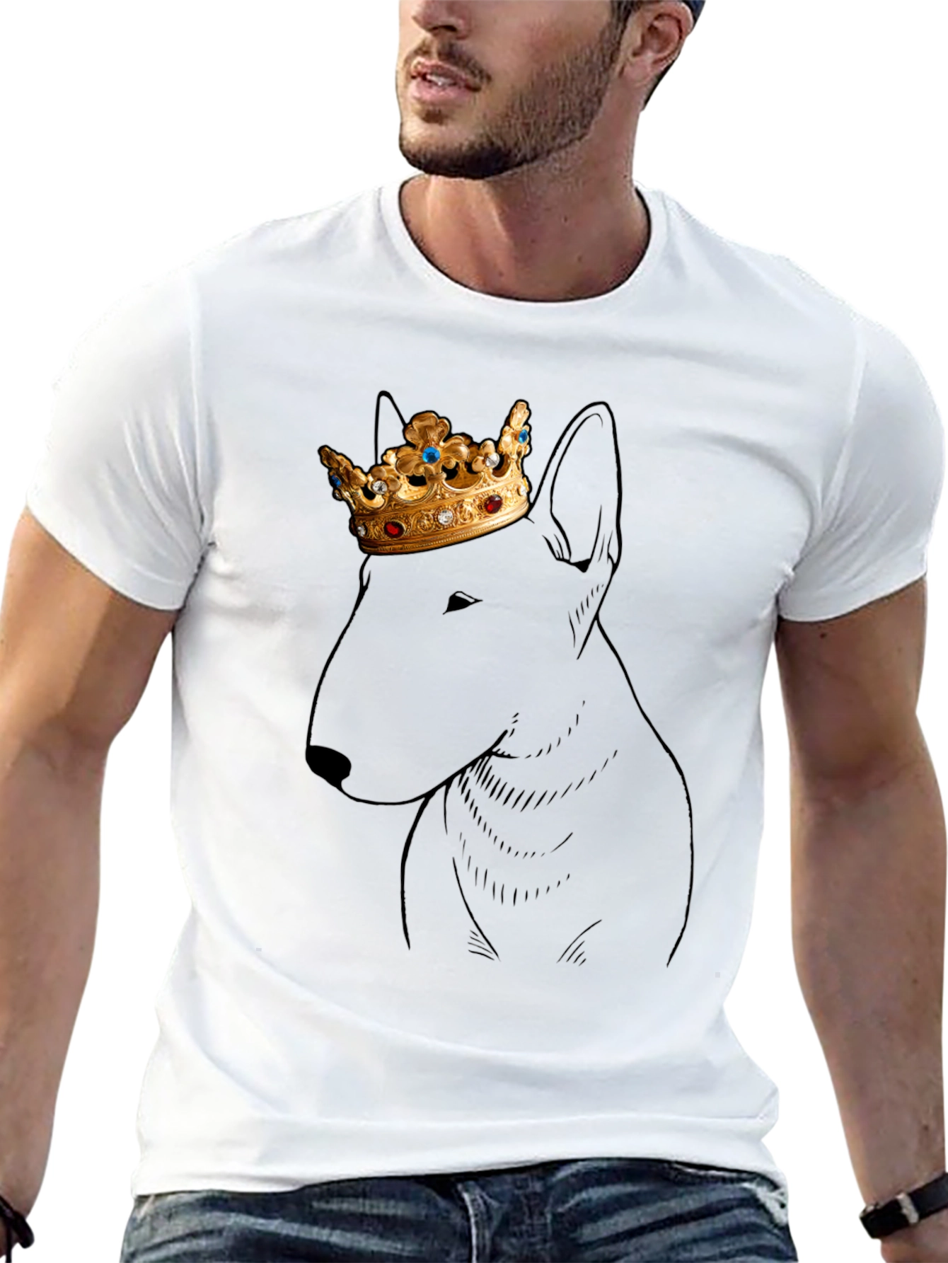 Dog King T-Shirt: Stylish Bull Terrier Design