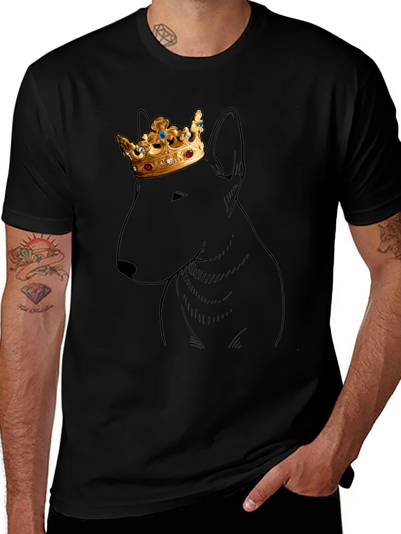 Dog King T-Shirt: Stylish Bull Terrier Design