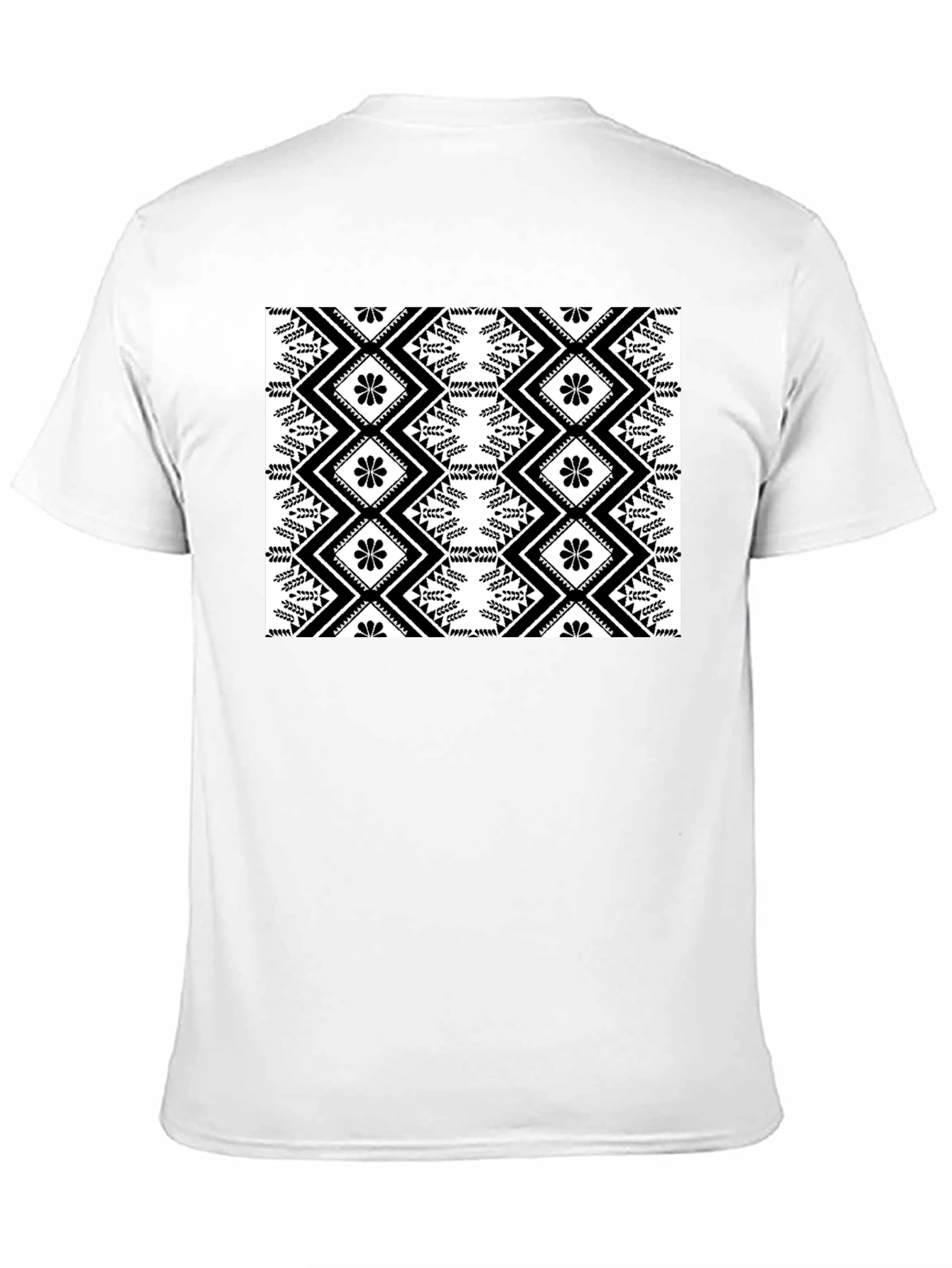 Stylish Black T-Shirt with Geometric Floral Design