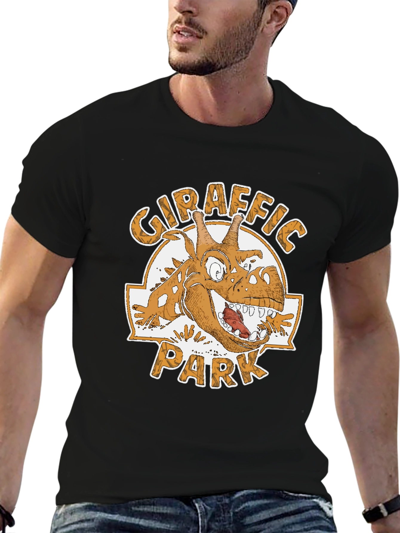 Giraffaic Park Black T-Shirt - Funny Giraffe Graphic Tee