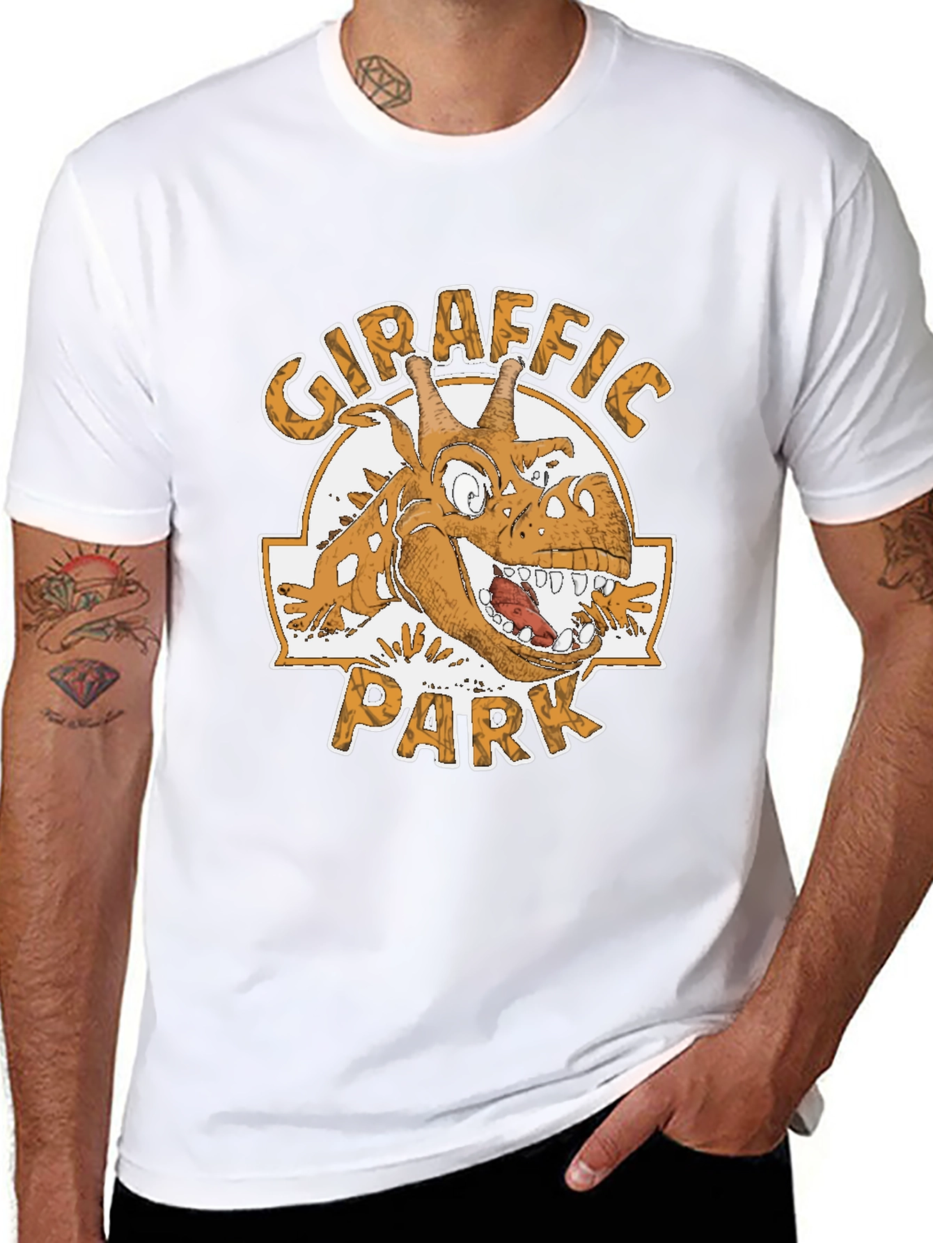 Giraffaic Park Black T-Shirt - Funny Giraffe Graphic Tee