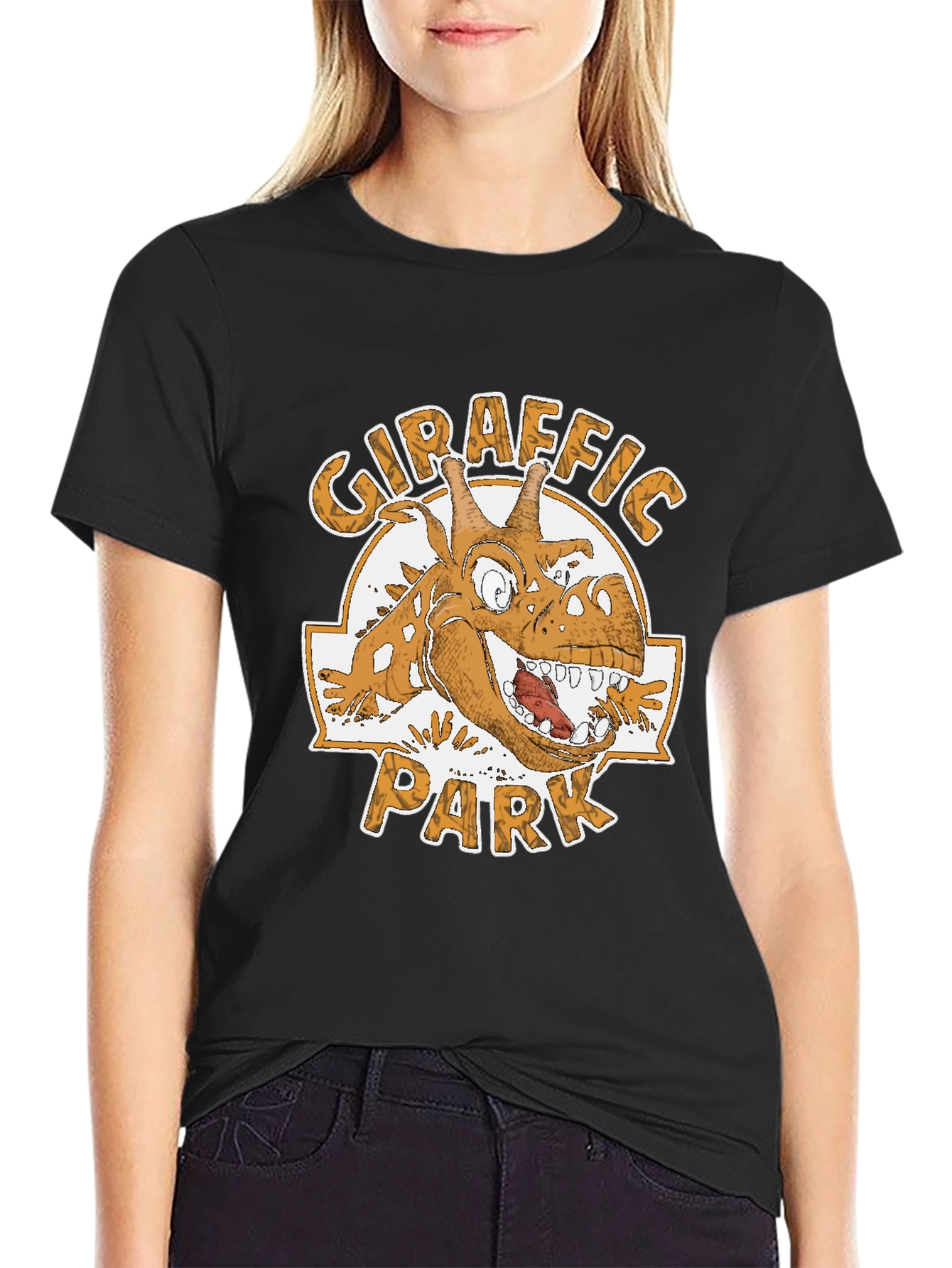 Giraffaic Park Black T-Shirt - Funny Giraffe Graphic Tee